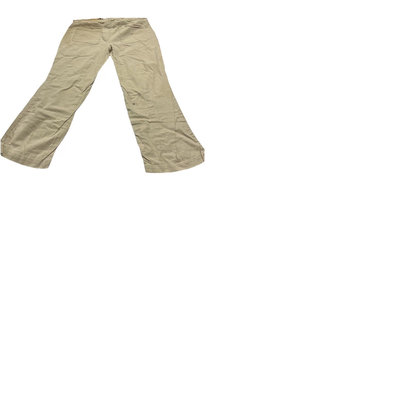 Vintage Cato Linen Blend Wide Leg Pants Womens 14 Khaki Beige Lightweight Knit Flat Front Button Regular Inseam 26 in Wide-Leg Clothing Size 36" / US 14 / IT 50 - 9 Thumbnail