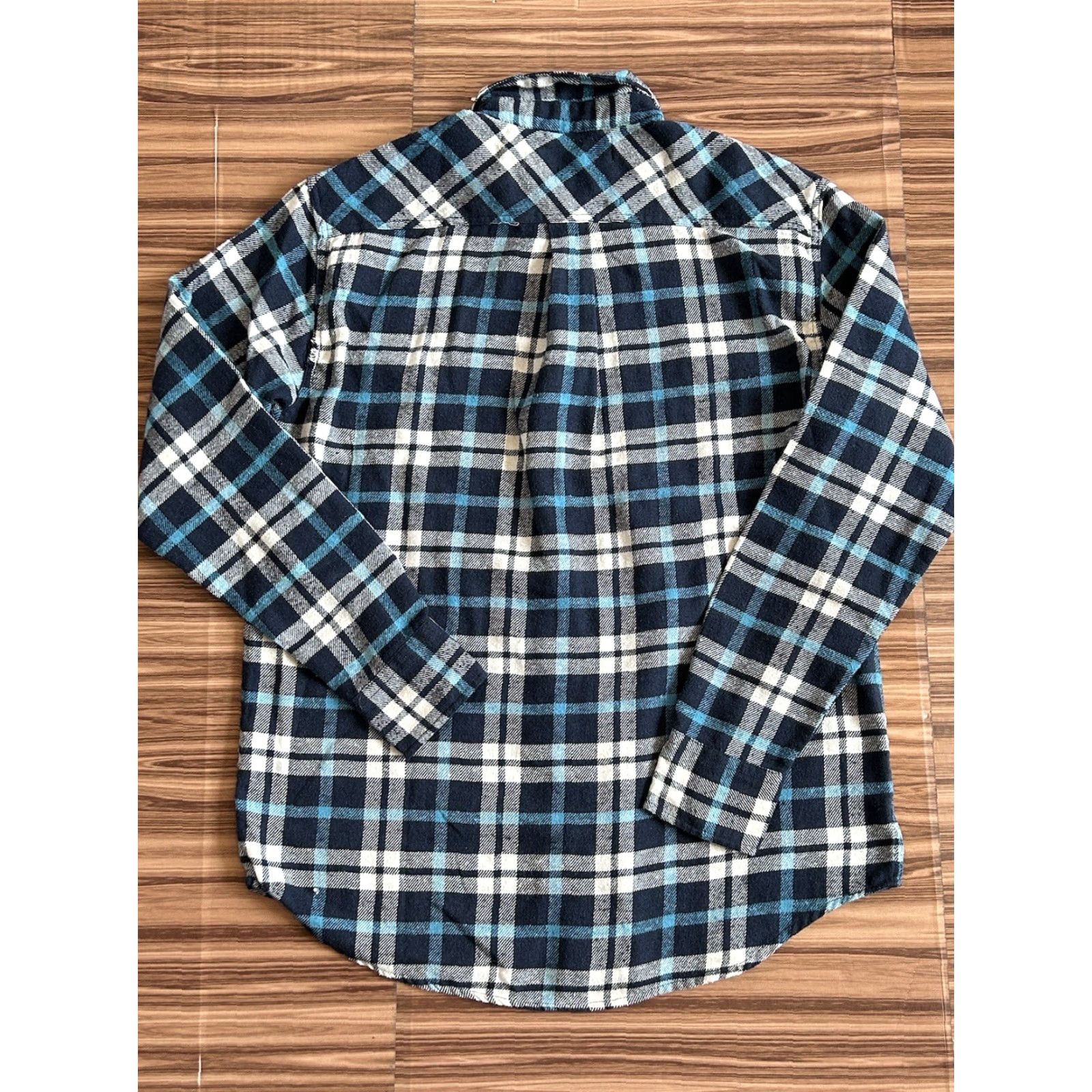 Vintage Tailor Vintage Blue Flannel Shirt Button-Up Plaid Size Large Mens Size US L / EU 52-54 / 3 - 2 Thumbnail