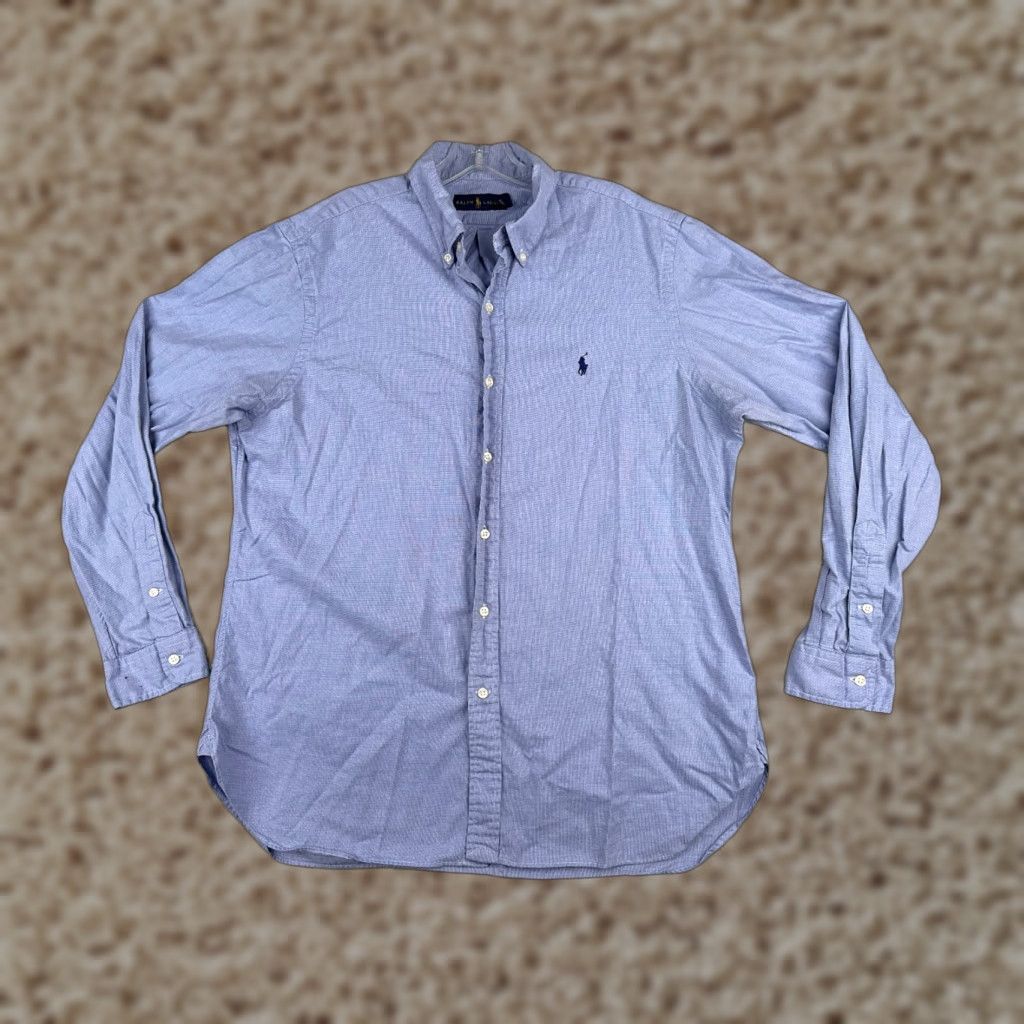 Polo Ralph Lauren Polo Ralph Lauren Shirt Men 16.5 Blue Button-Up 100% Cotton Long Sleeve Mens Size US L / EU 52-54 / 3 - 1 Thumbnail