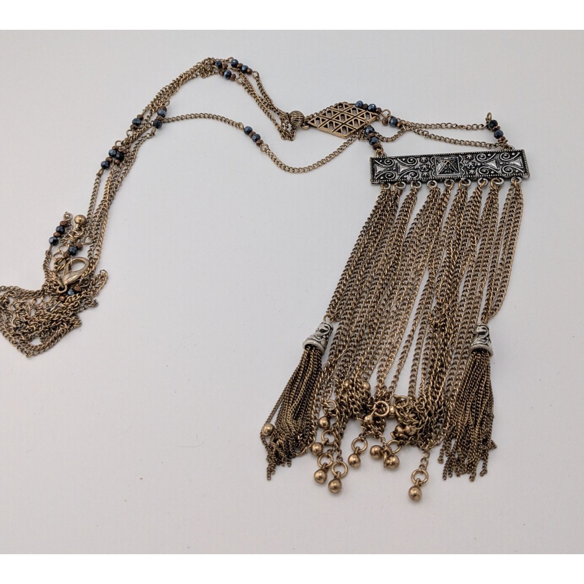 Other Vintage Bohemian Long Fringe Necklace With Intricate Metalwo Size ONE SIZE - 7 Thumbnail