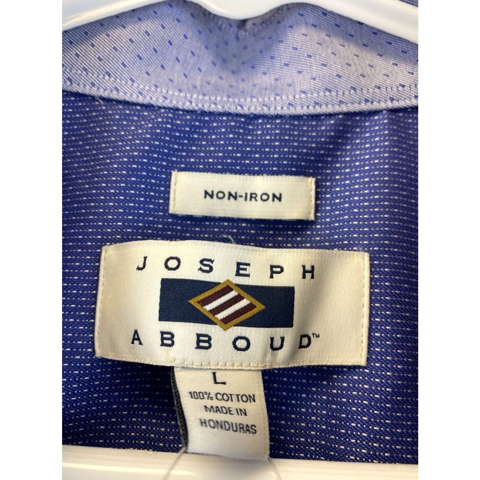 Joseph Abboud VINTAGE Joseph Abboud Dress Shirt Men L Blue Long Sleeve Button Cotton 80-8 Size 42R - 4 Thumbnail