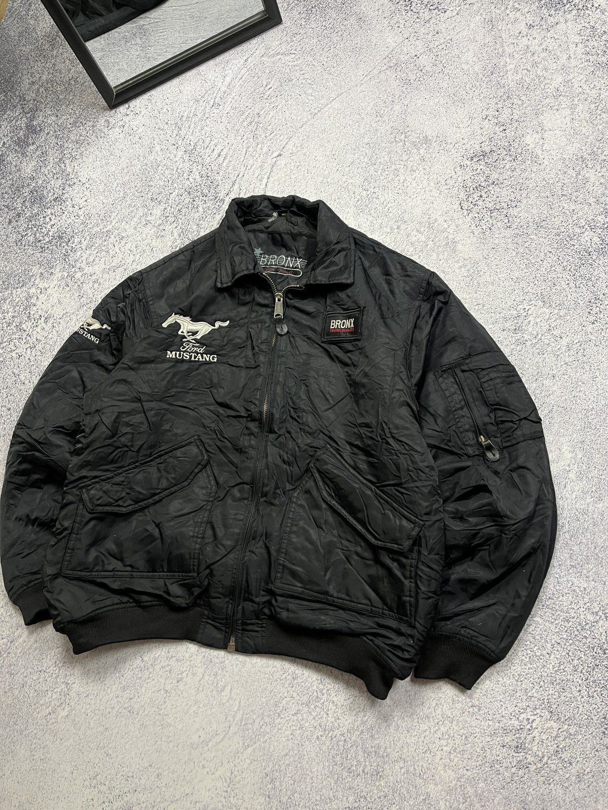 Vintage Vintage Ford Mustang Bomber Jacket Flyers Boxy 90’s Rare Size US L / EU 52-54 / 3 - 3 Thumbnail