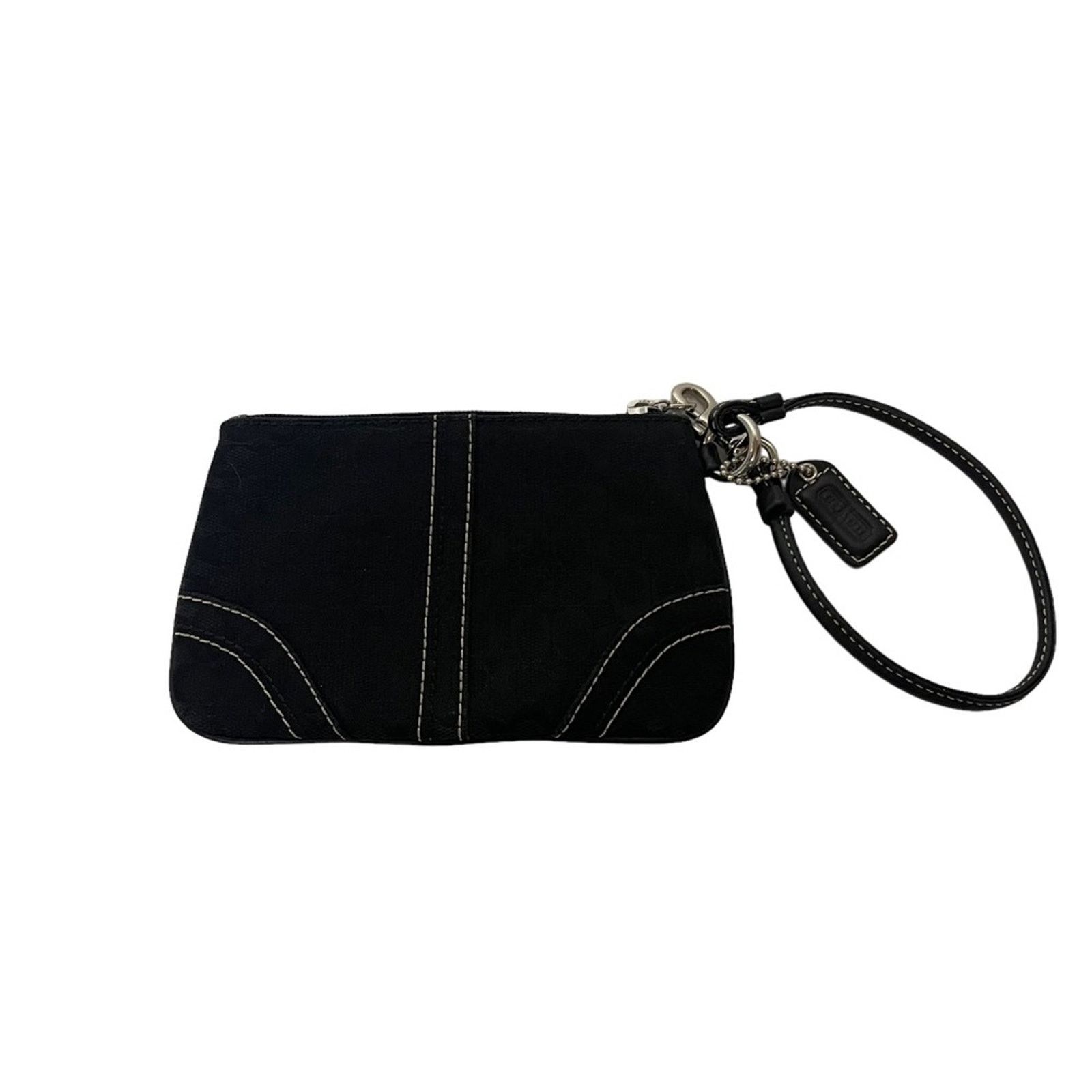 Coach Coach Monogram Fabric Mini Zip Top Wristlet Black Size ONE SIZE - 4 Thumbnail