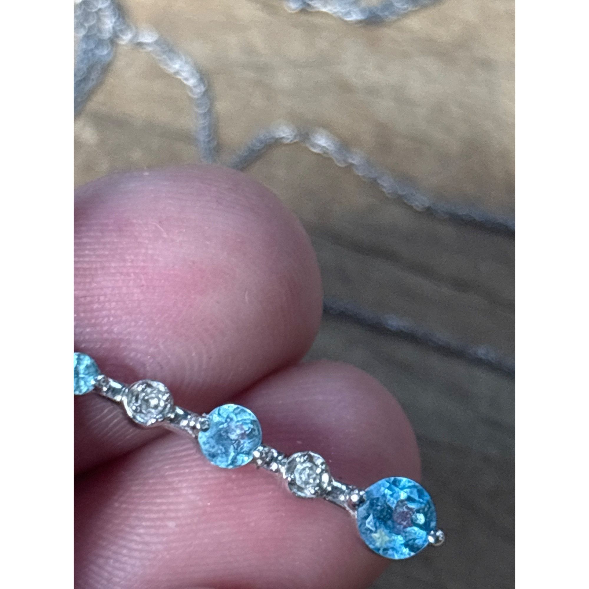 Other 925 Sterling Silver Necklace With Blue & Clear Gemstone Pend Size ONE SIZE - 6 Thumbnail