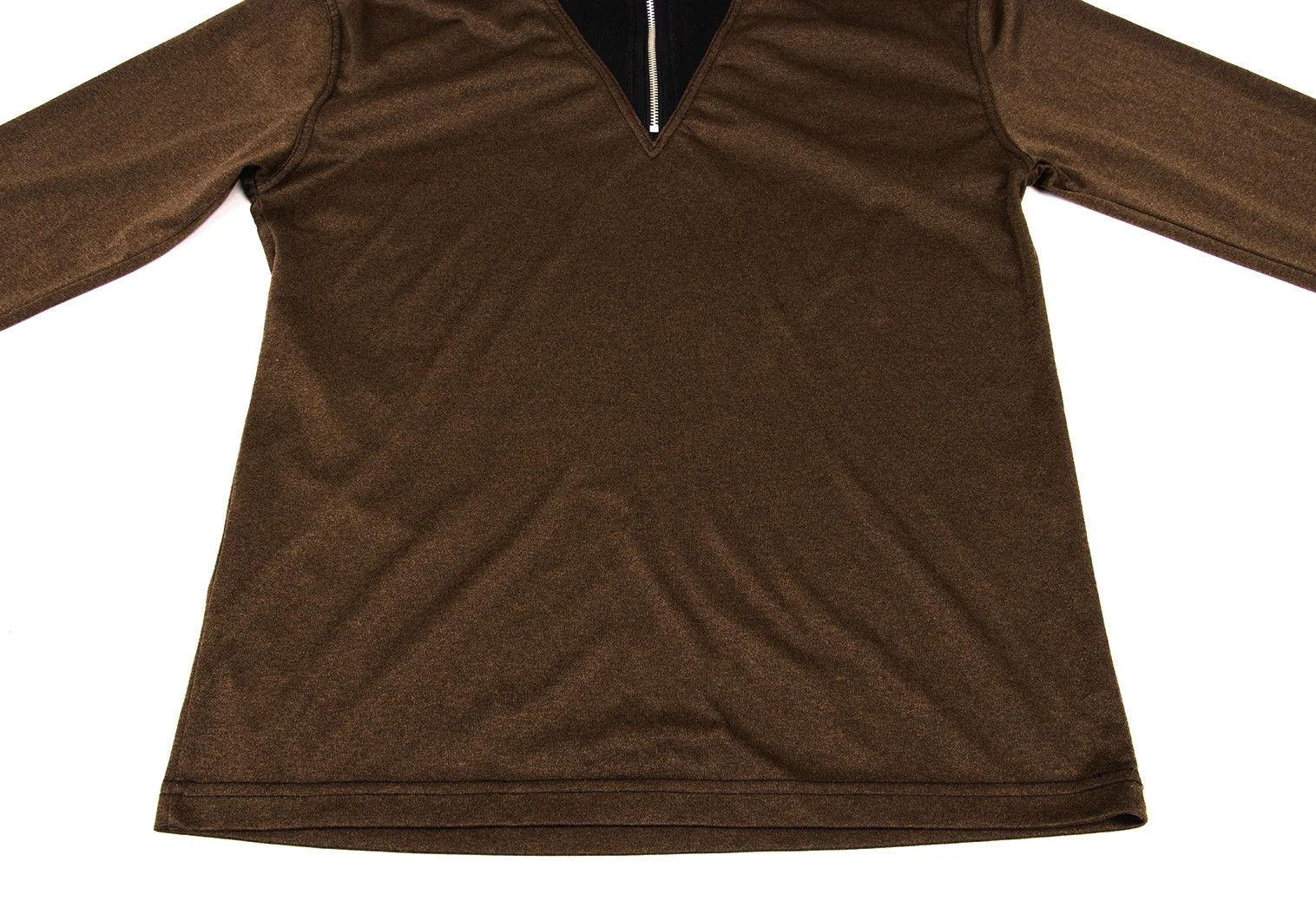 Jean Paul Gaultier Junior Half-Zip Ribbed Cut and Sew in Brown Black Size US M / EU 48-50 / 2 - 10 Thumbnail
