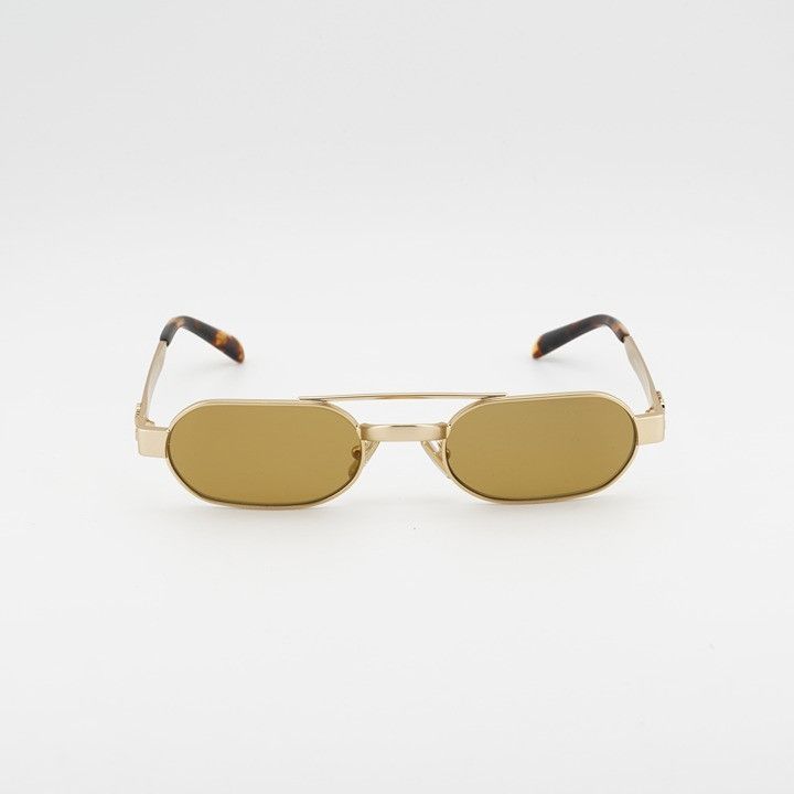 Miu Miu Miu Miu MUB52S 22M10Y Sunglasses Gold Rectangle Frame, Brown Size ONE SIZE - 2 Thumbnail