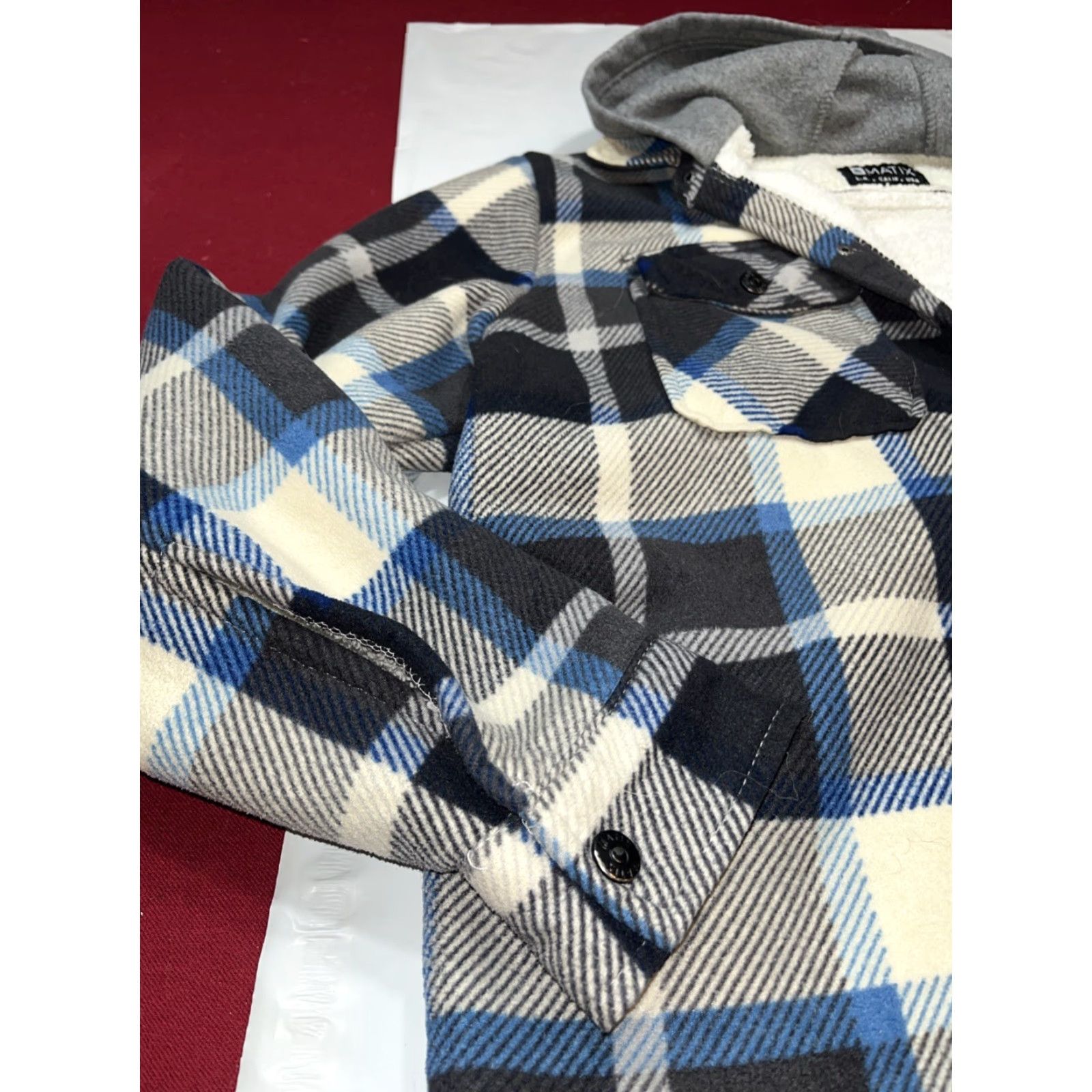 Vintage Matix Shirt Jacket Hooded Lined Plaid Sherpa Gray Hoodie Mens M Size US M / EU 48-50 / 2 - 2 Thumbnail