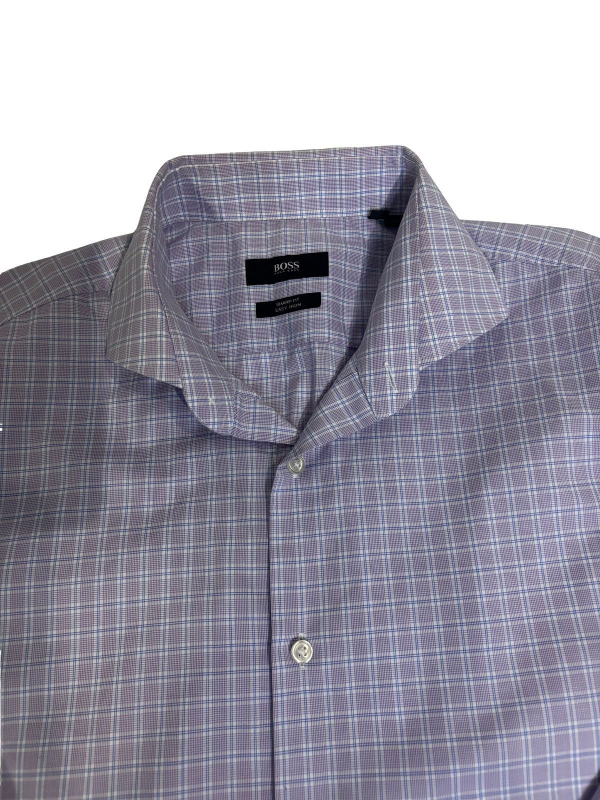 Hugo Boss Purple checked dress Shirt.mt1918 Size US XS / EU 42 / 0 - 8 Thumbnail