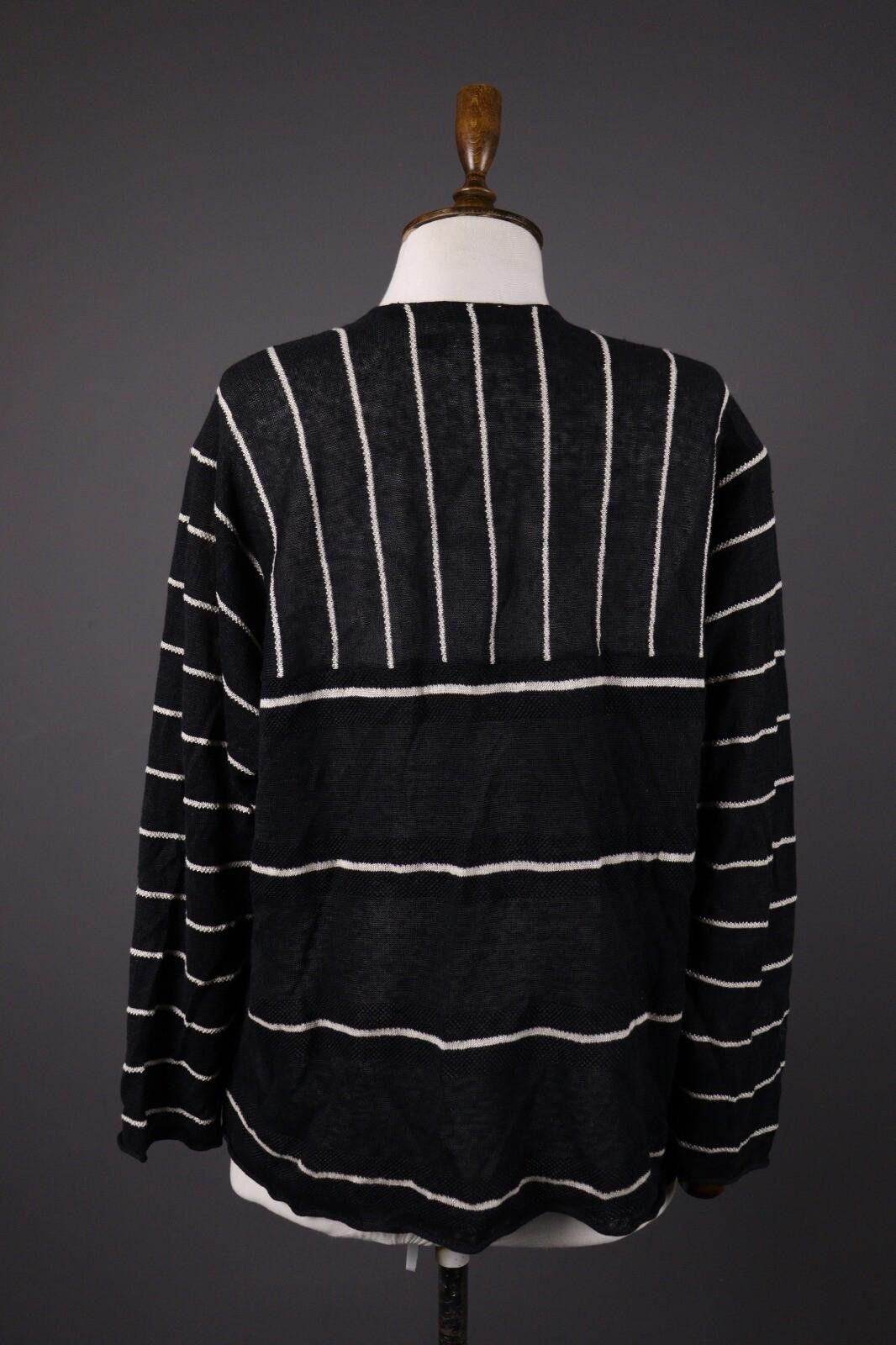 Designer Gudrun Sjoden Black Linen Stripe Knit Sweater Size S / M Size M / US 6-8 / IT 42-44 - 5 Thumbnail