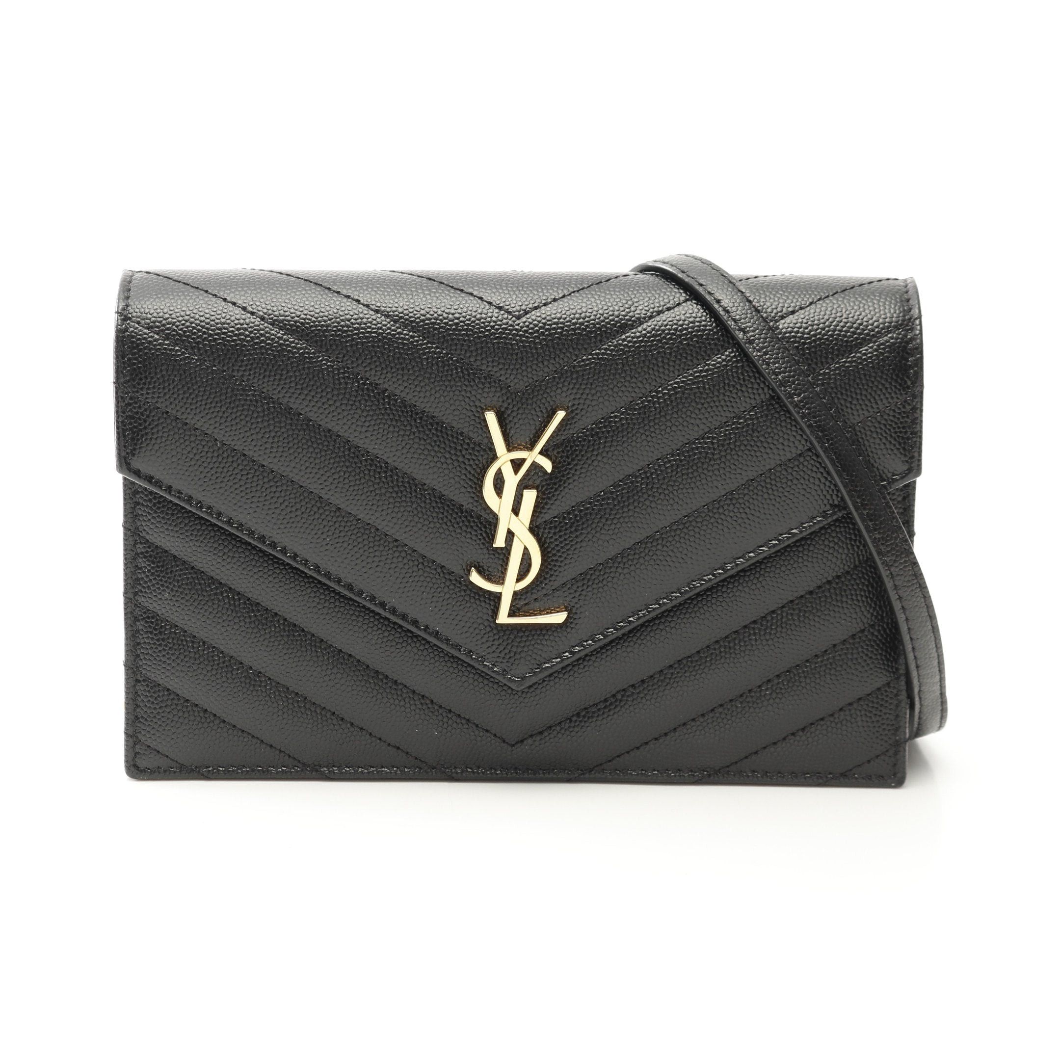Yves Saint Laurent Yves Saint Laurent Monogram Envelope Chain Wallet Leather Black Size ONE SIZE - 1 Thumbnail