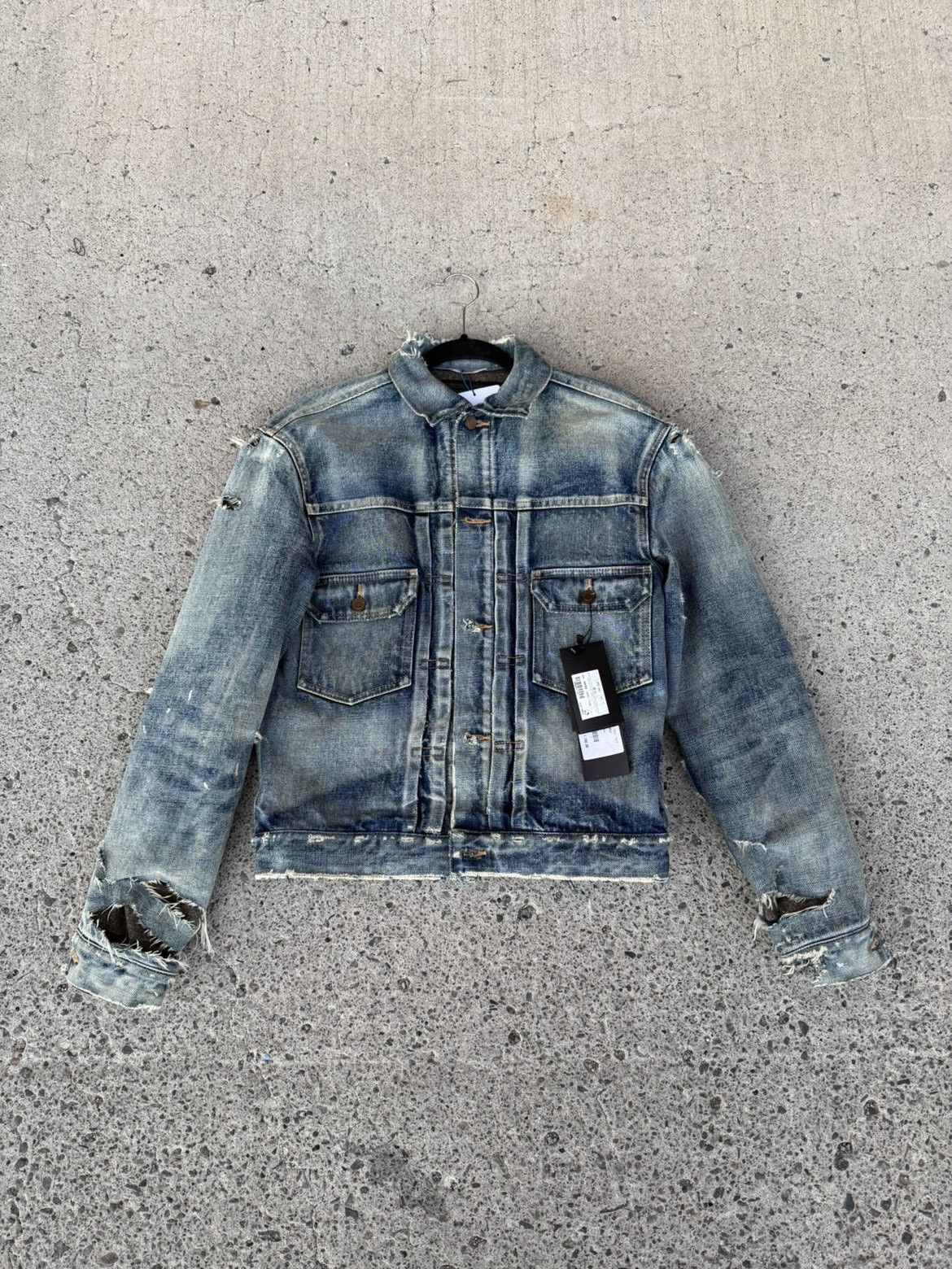 Saint Laurent Paris Saint Laurent made in japan distressed denim jacket Size US S / EU 44-46 / 1 - 1 Thumbnail