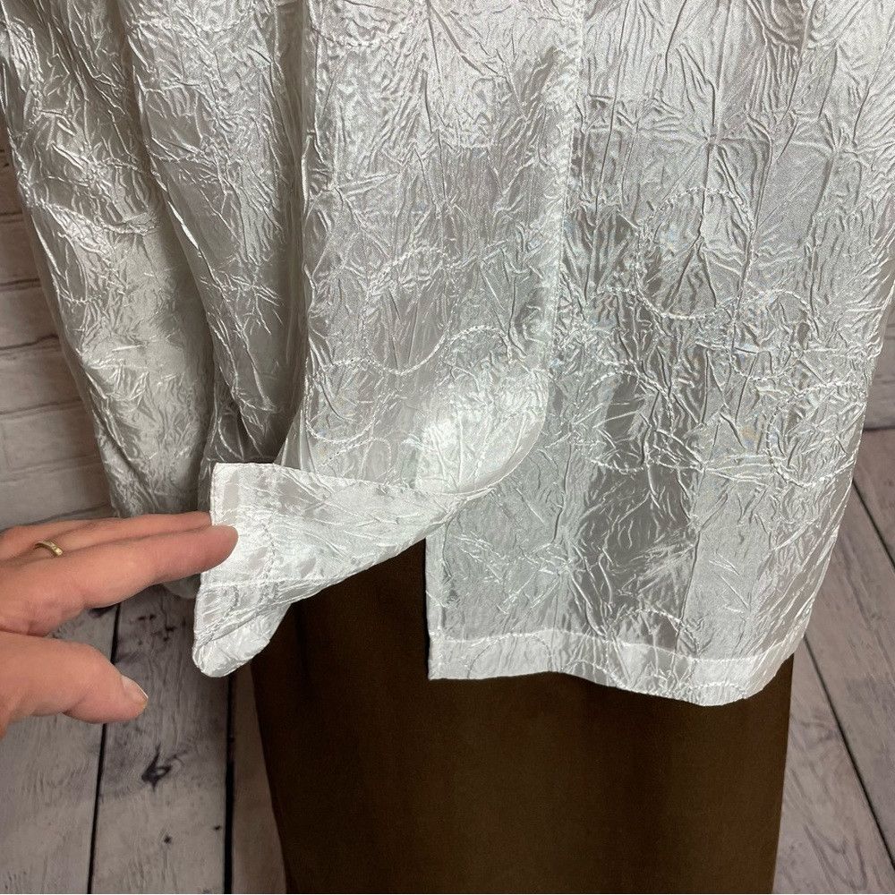 Chicos Chico's Embroidered Long Sleeve White Blouse Size 1 US M Size M / US 6-8 / IT 42-44 - 6 Thumbnail