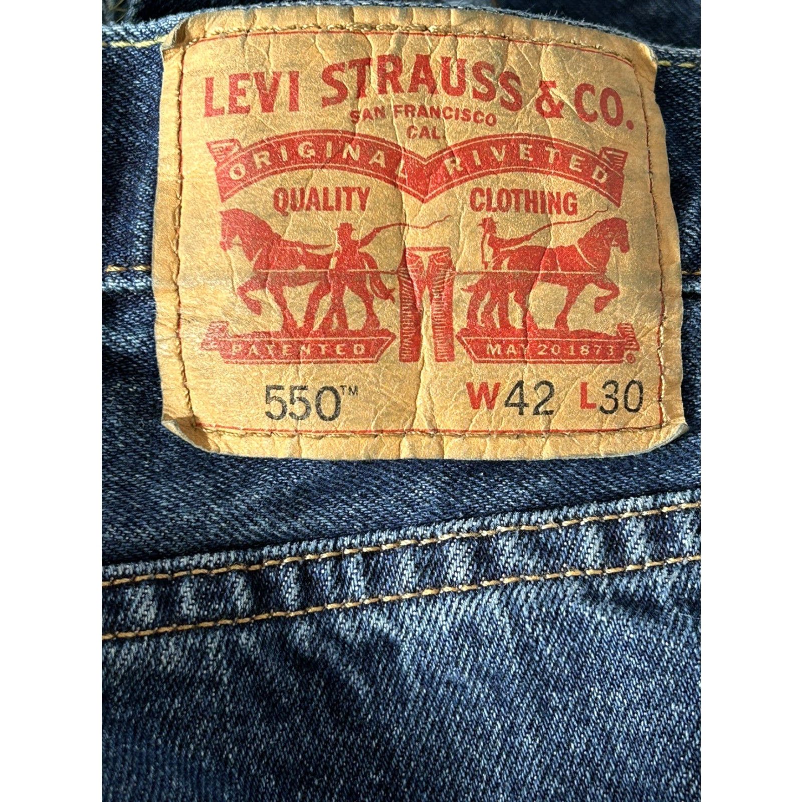 Levi's Levi’s 550 Jeans Men 42x30 Relaxed Fit Tapered Leg Medium Wash Denim Blue 5-Pocket Zip Logo Size US 42 / EU 58 - 5 Thumbnail