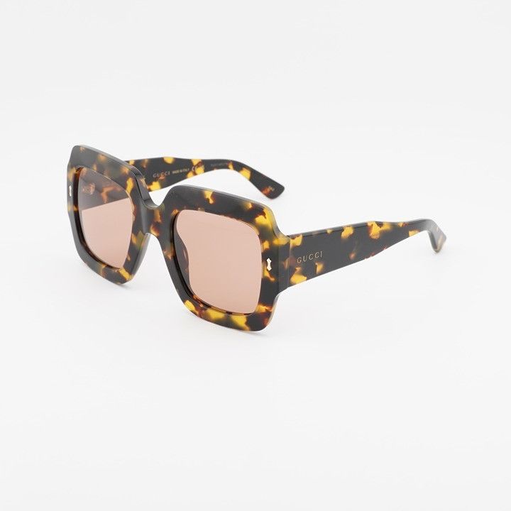 Gucci Gucci GG1111S 003 Sunglasses Havana Square Frame, Red Lenses Size ONE SIZE - 1 Thumbnail
