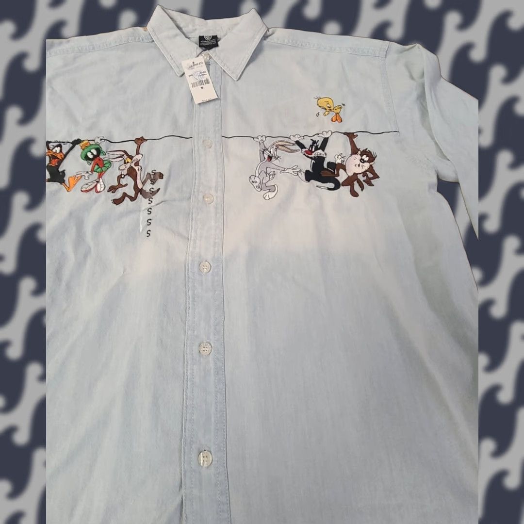 Vintage VINTAGE Warner Brothers Looney Tunes Chambra Button-Down Shirt Small Men Blue Denim Cotton Embroidered Western 90s Theme"} Size US S / EU 44-46 / 1 - 1 Thumbnail