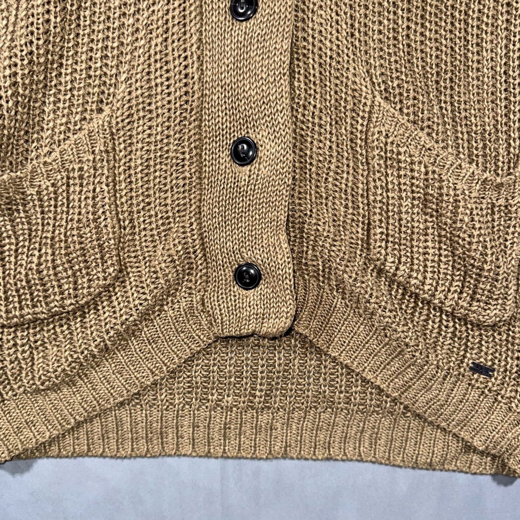 Vintage Denim & Supply Ralph Lauren Cardigan Sweater Womens XS Beige Linen Shawl Knit Open-Knit Front Pockets Buttons Casual Size XS / US 0-2 / IT 36-38 - 5 Thumbnail