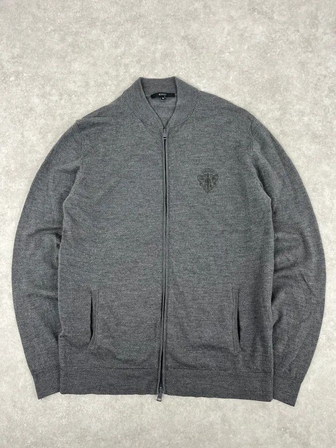 Gucci AW2010 Gucci Dark Grey Wool Embroidered Logo Zip-up Sweater Size US M / EU 48-50 / 2 - 1 Thumbnail