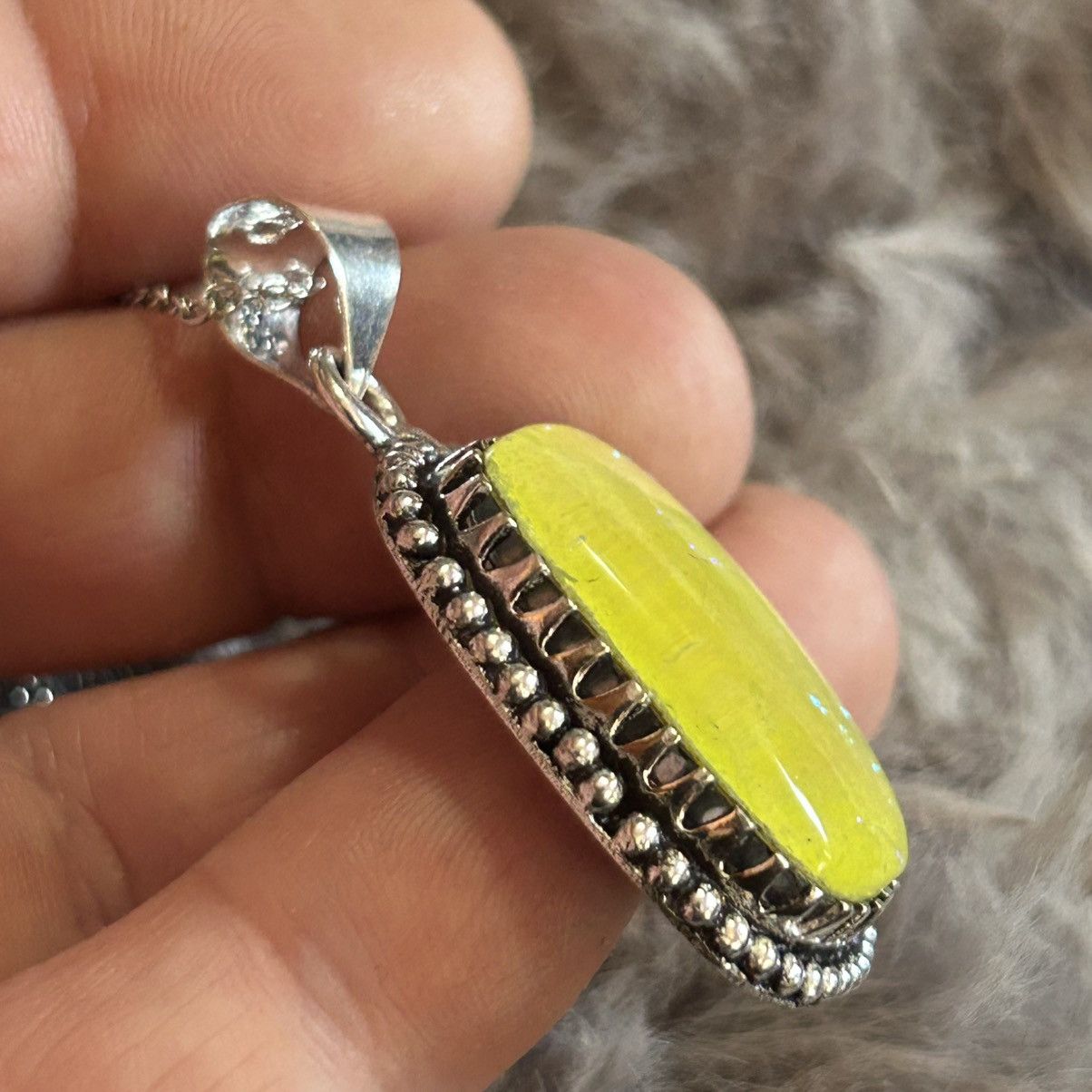 Handmade Handcrafted simulated opal dogtooth 925 sterling necklace Size ONE SIZE - 6 Thumbnail