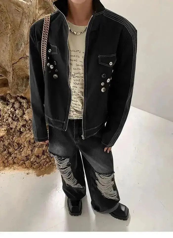 Japanese Brand Baggy distressed ripped wide leg y2k jeans Size US 32 / EU 48 - 3 Thumbnail