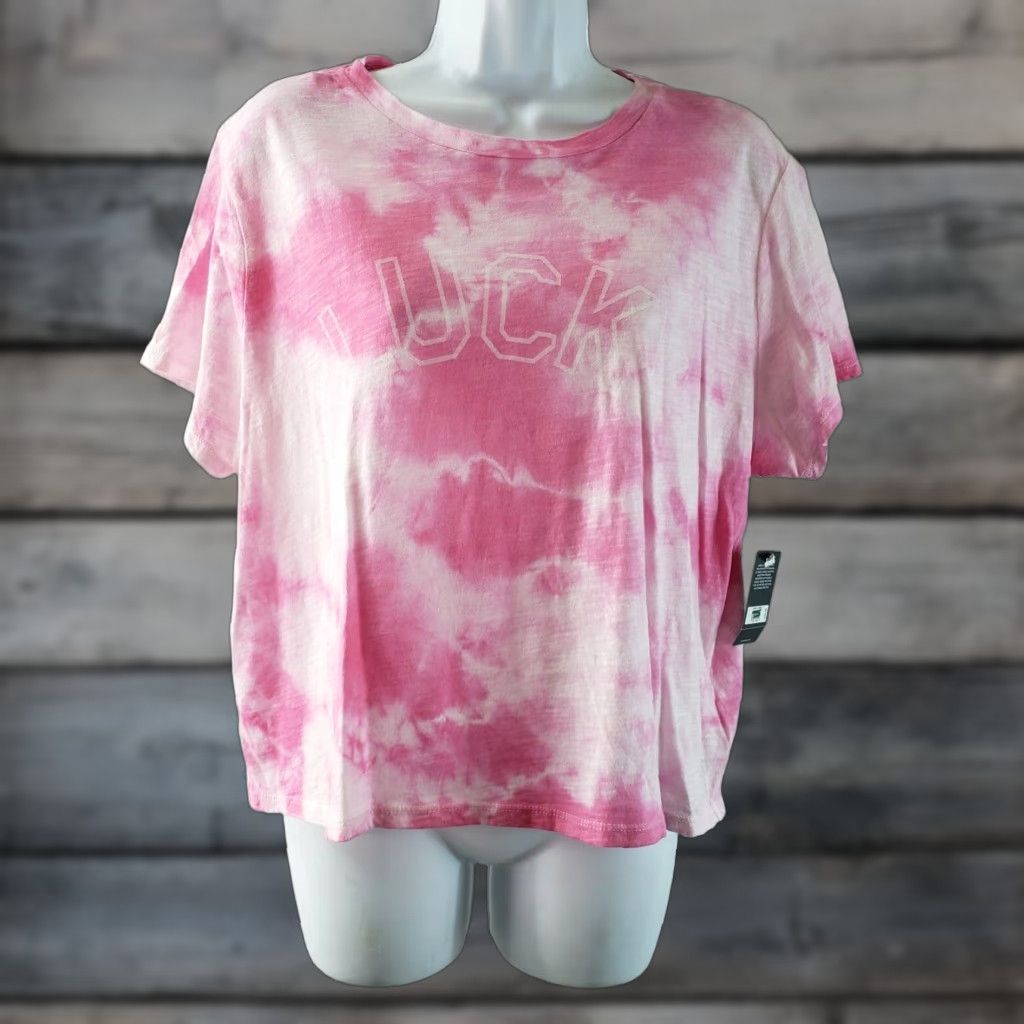 Lucky Brand Lucky Brand Womens Tee Shirt Sz Large Pink Tie Dye Short Sleeve Cotton Size 36" / US 14 / IT 50 - 1 Thumbnail