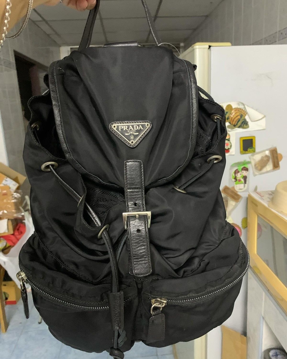 image of Vintage Prada Backpack Nylon in Black, Women's
