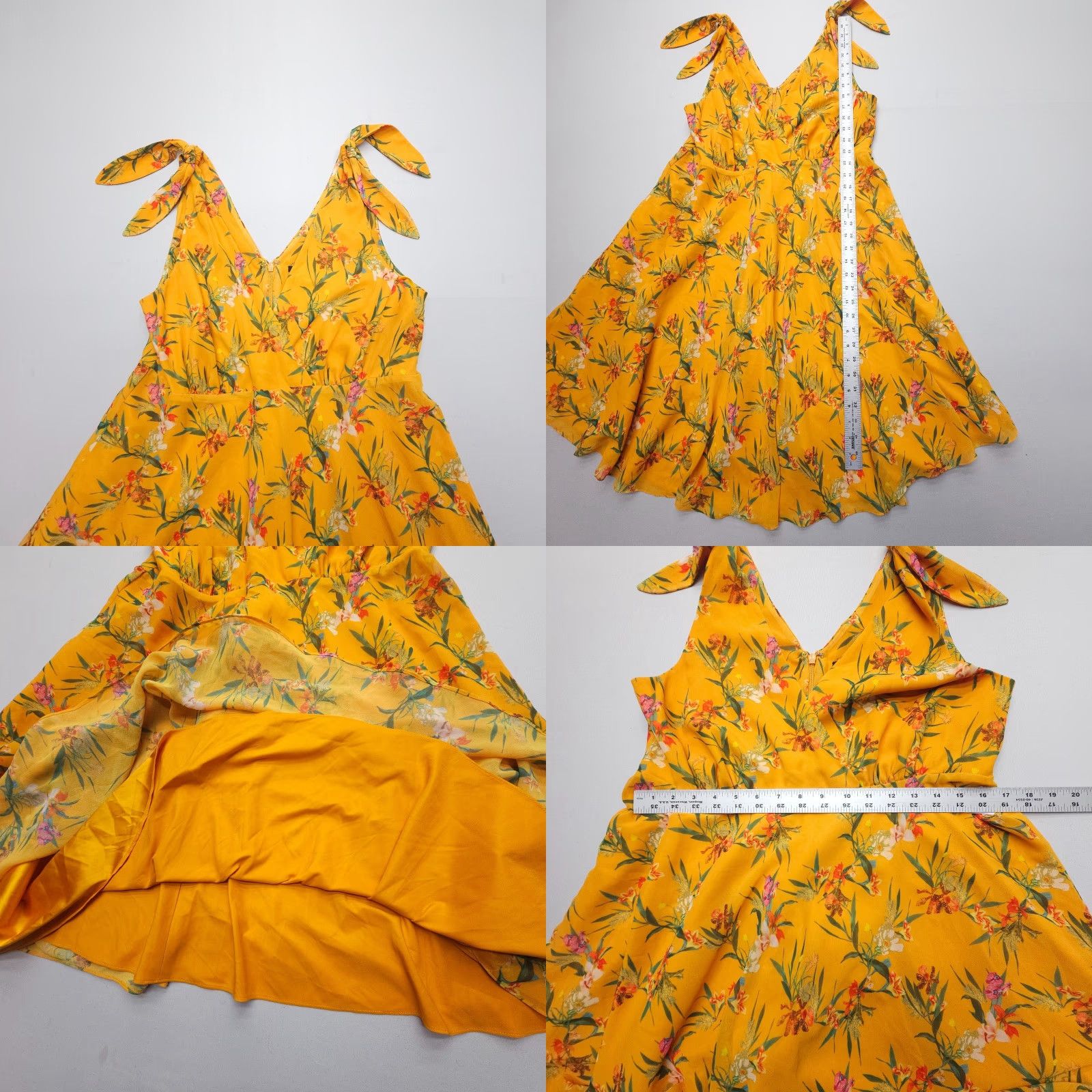 Vintage Alex Marie Dress Floral Print Wrap V Neck Sleeveless Midi Size 8 Yellow Lined Size M / US 6-8 / IT 42-44 - 8 Thumbnail