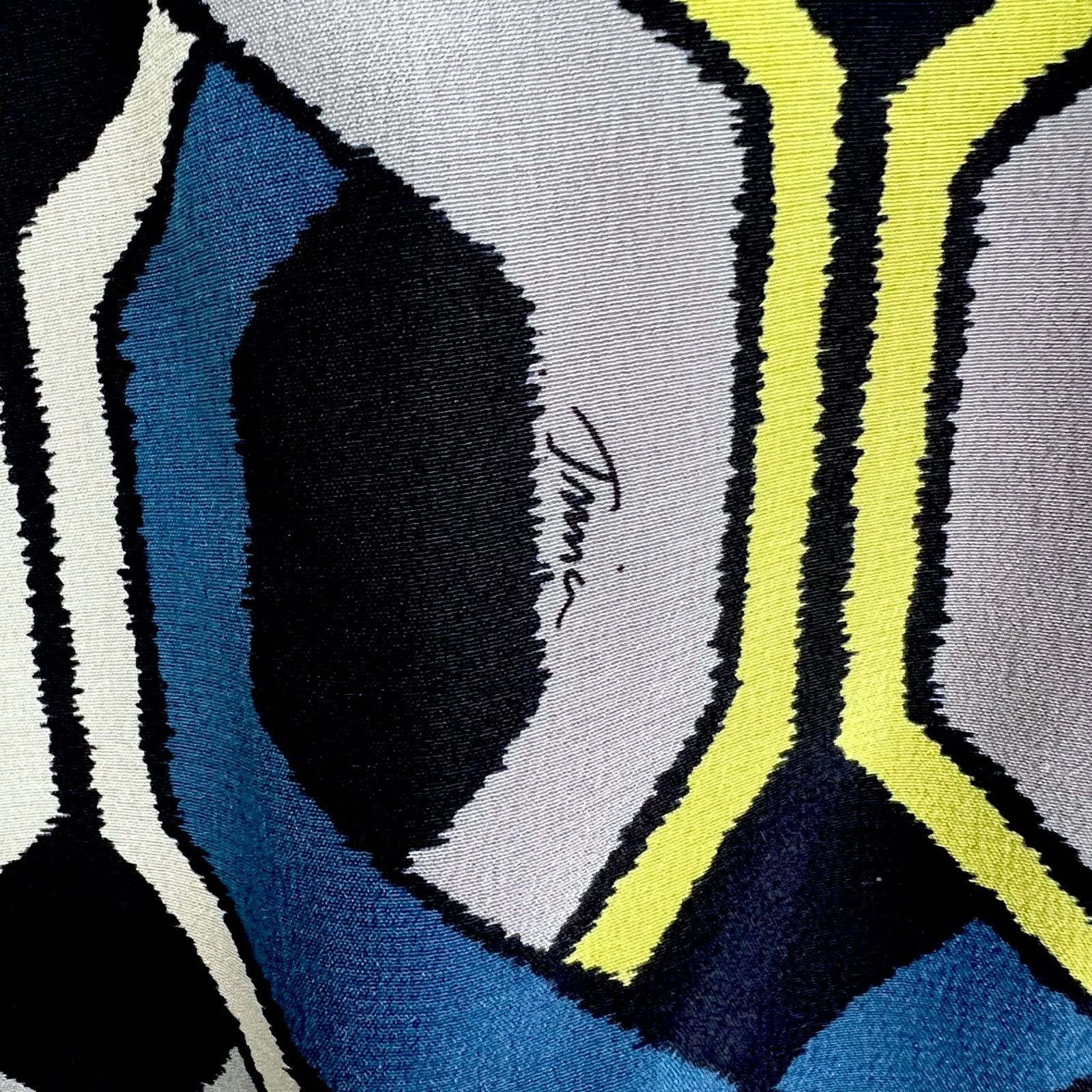 Trina Turk Trina Turk Geometry Pattern Blue Silk Blouse- L -$248 Retail Size L / US 10 / IT 46 - 4 Thumbnail