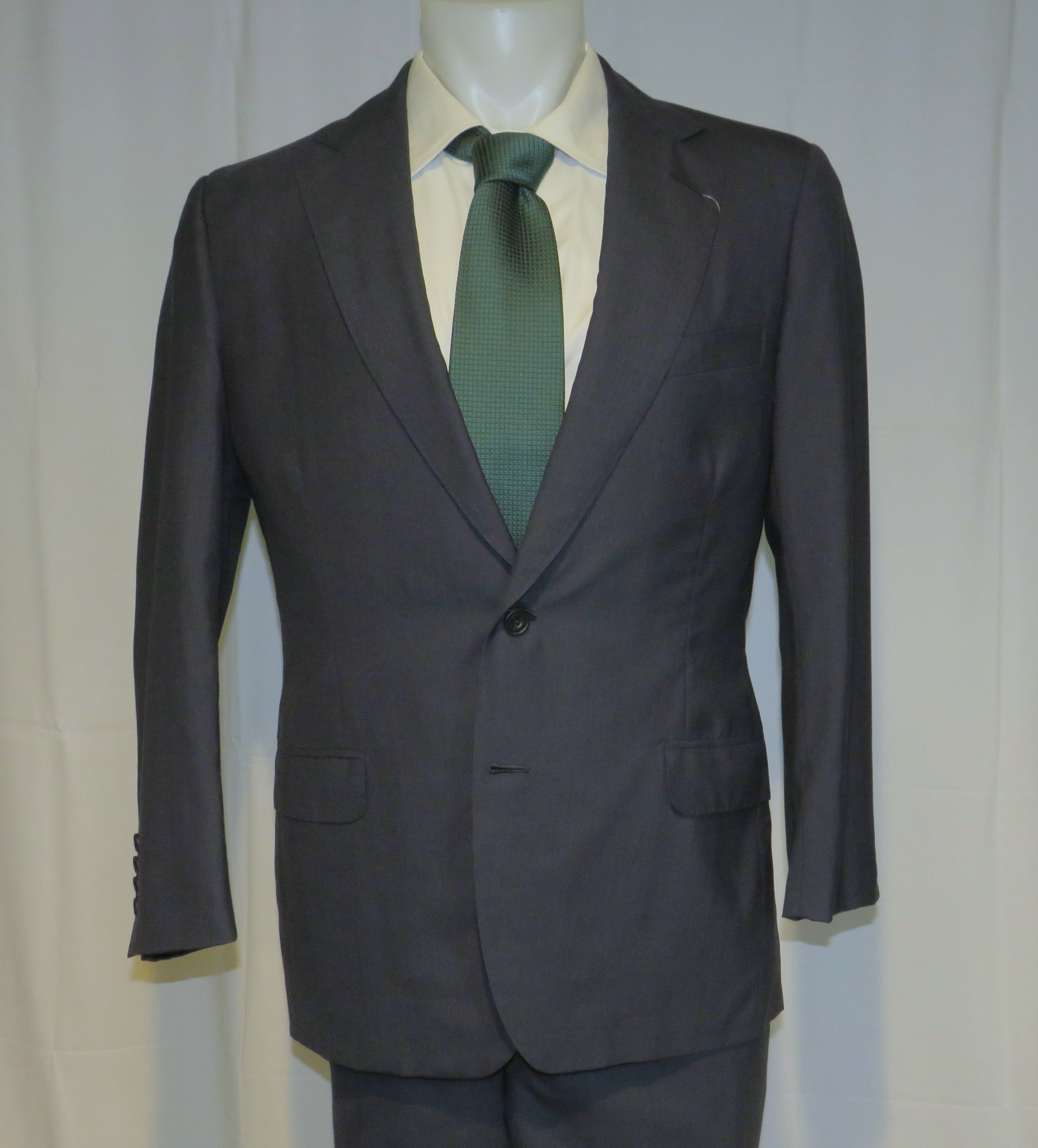 Henry Poole Bespoke Savile Row Silk Blend Blue Tic Two Button Suit 38S Size 38S - 8 Thumbnail
