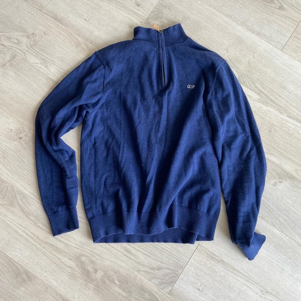 Designer Stylish Navy Blue Half-Zip Sweater by Unknown Brand Size US S / EU 44-46 / 1 - 2 Thumbnail