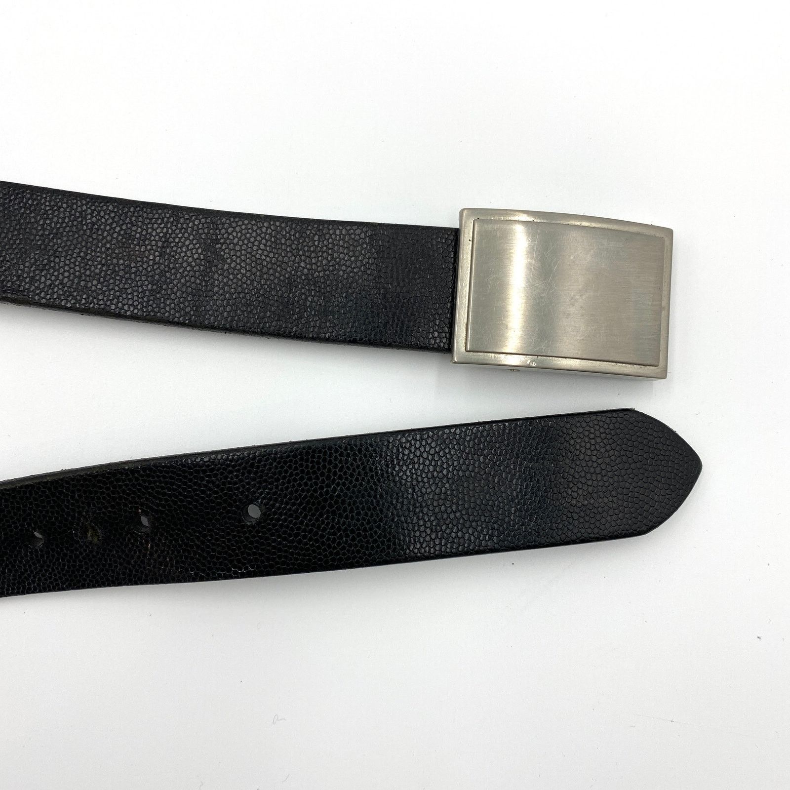 Coach Coach Belt Lizard Textured Leather Black Silver 35 Size 34 - 4 Thumbnail