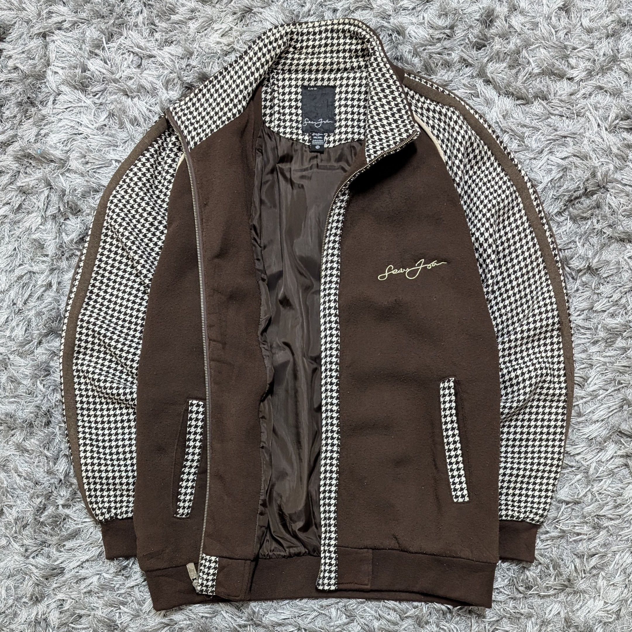 Sean John Vintage Sean John Houndstooth Zipper Jacket Oversized Size US XXL / EU 58 / 5 - 2 Thumbnail