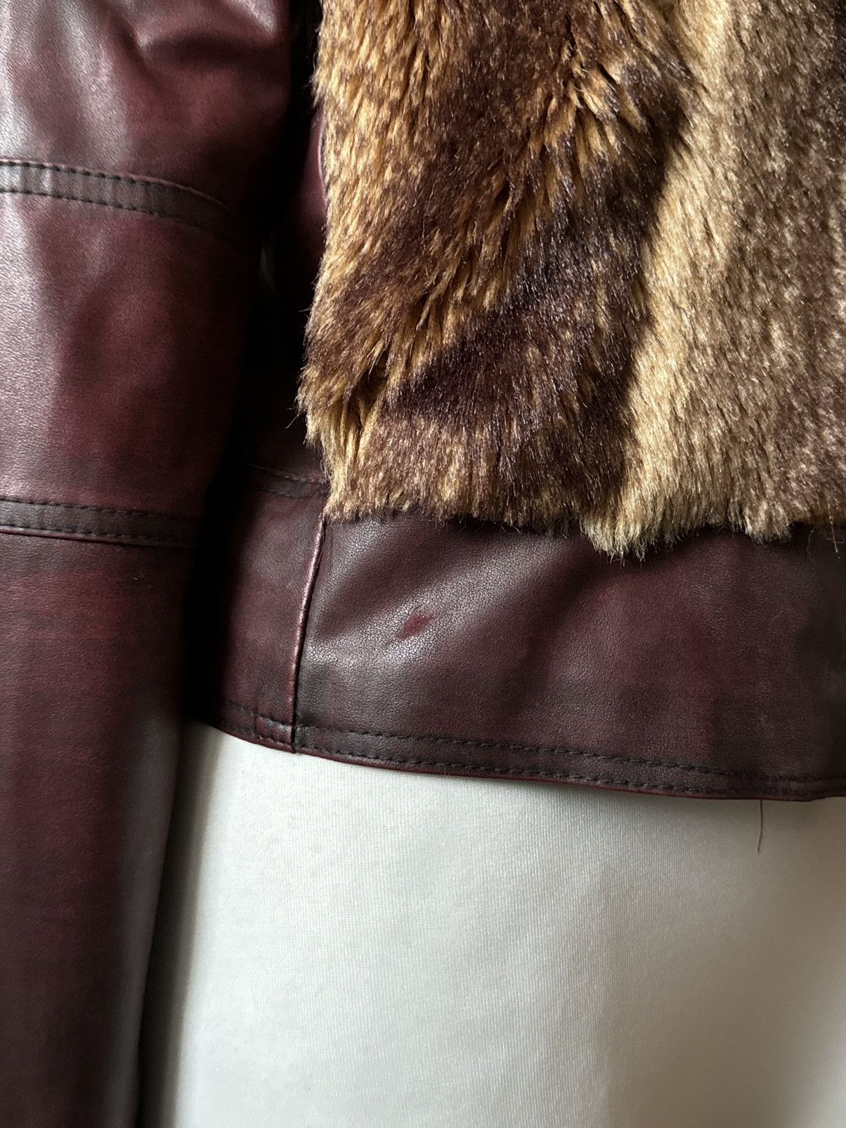 Vintage So sick leather avant garde biker moto jacket with fur Size M / US 6-8 / IT 42-44 - 6 Thumbnail