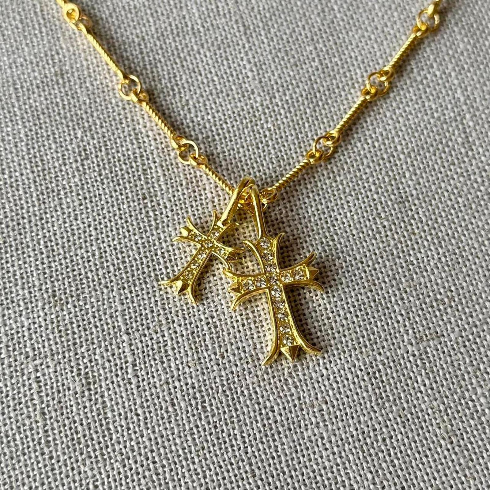 Other DOUBLE CROSS GOLD NECKLACE // WMNS Size ONE SIZE - 1 Thumbnail