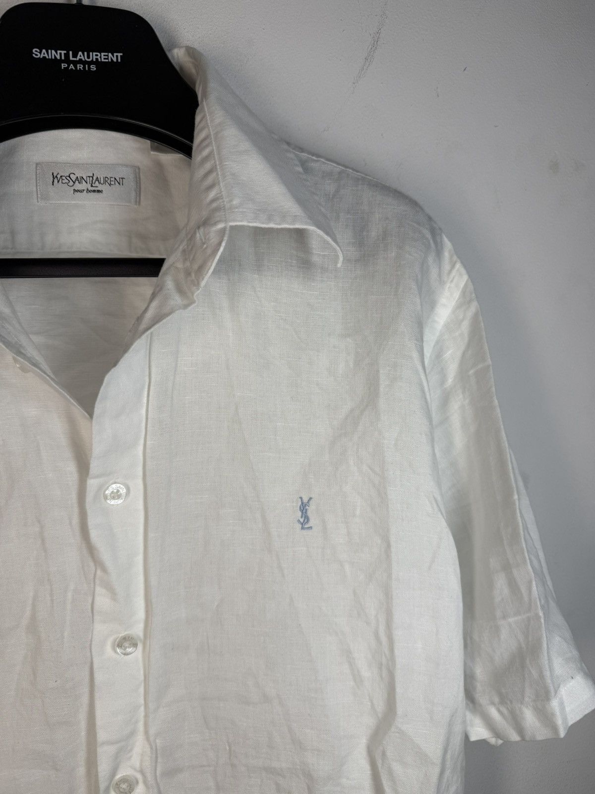 Yves Saint Laurent Linen YSL Shirt White Summer Size US L / EU 52-54 / 3 - 1 Thumbnail