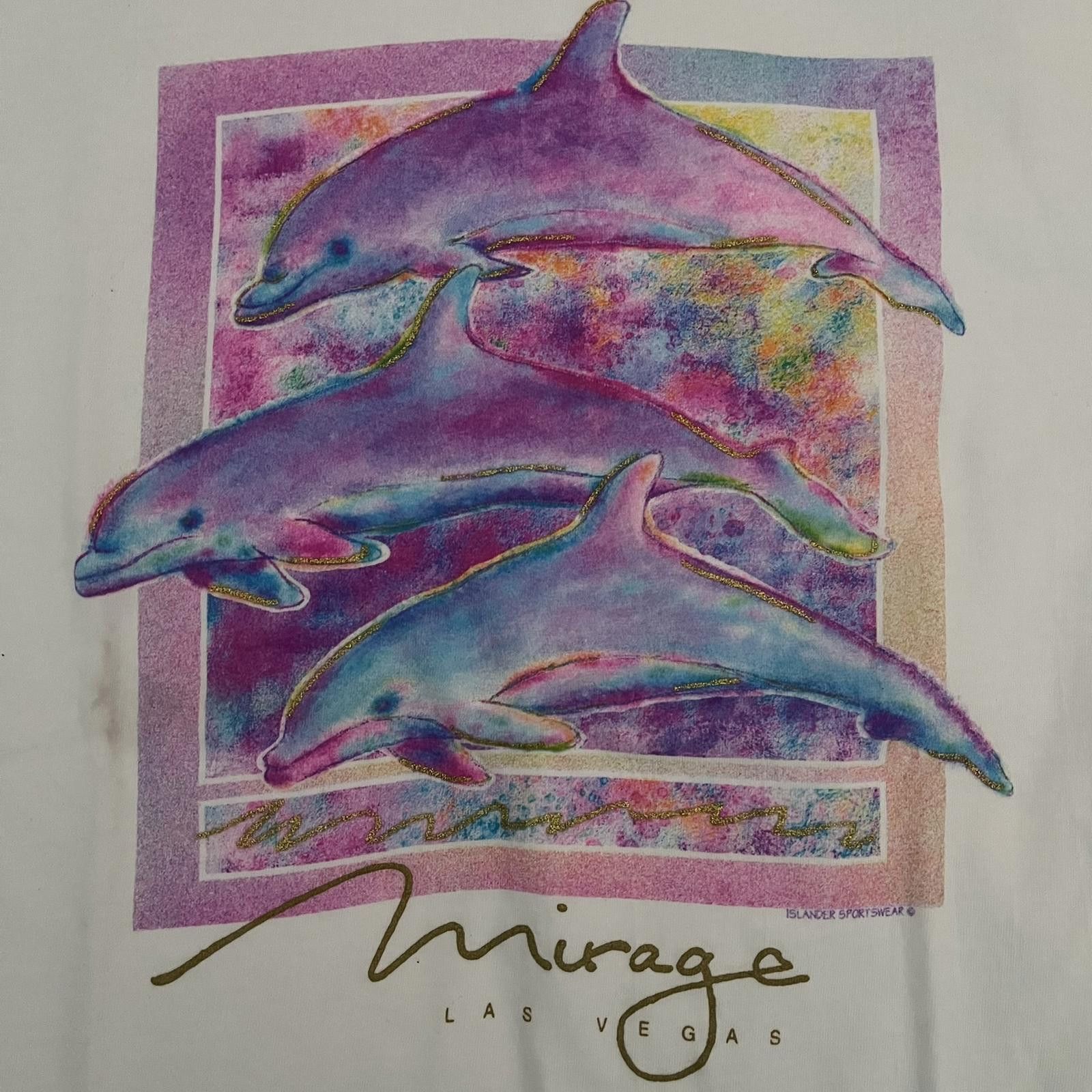 Mirage VTG 90s Mirage Las Vegas Hotel/Casino Glitter Dolphin Tee Size XL / US 12-14 / IT 48-50 - 2 Thumbnail