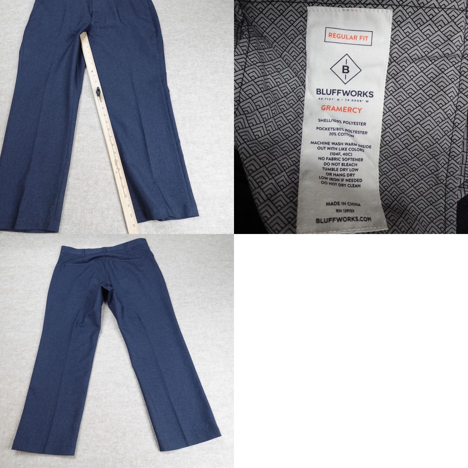 Vintage VINTAGE Bluffworks? (No, not vintage) Bluffworks Pants 34 x 27 Blue Solid Gramercy Men Regular Inseam 27 Pants Chino Stretch" Size US 34 / EU 50 - 8 Thumbnail