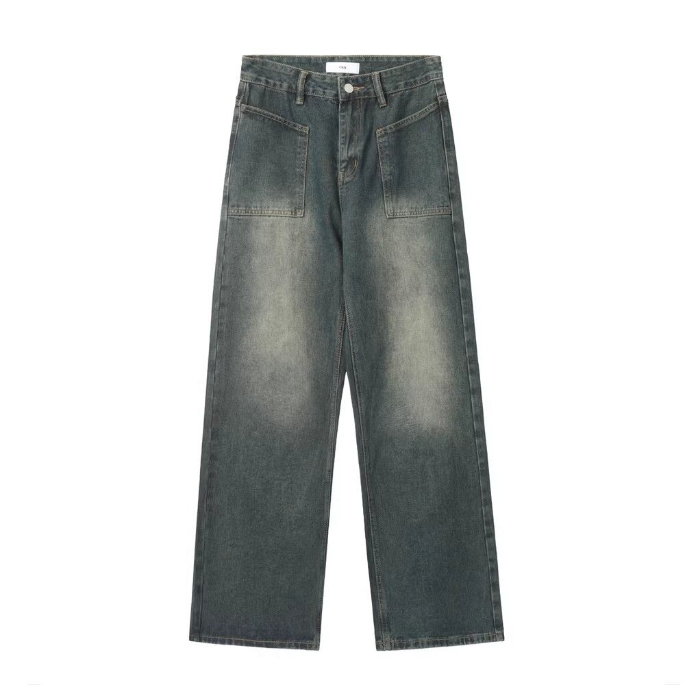 Japanese Brand × Jean Washed distressed design pocket loose straight casual jeans Size US 32 / EU 48 - 1 Thumbnail