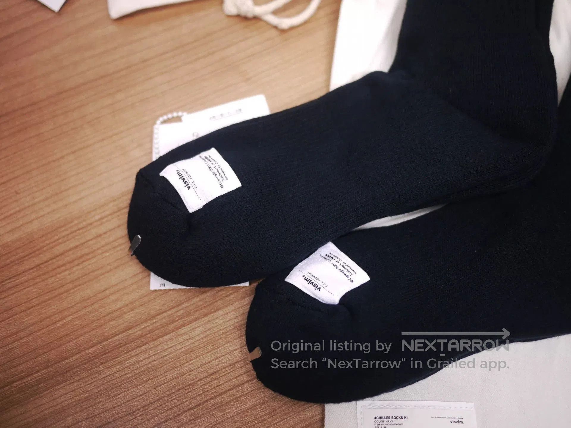 Visvim visvim achilles socks in navy and white. Size ONE SIZE - 3 Thumbnail