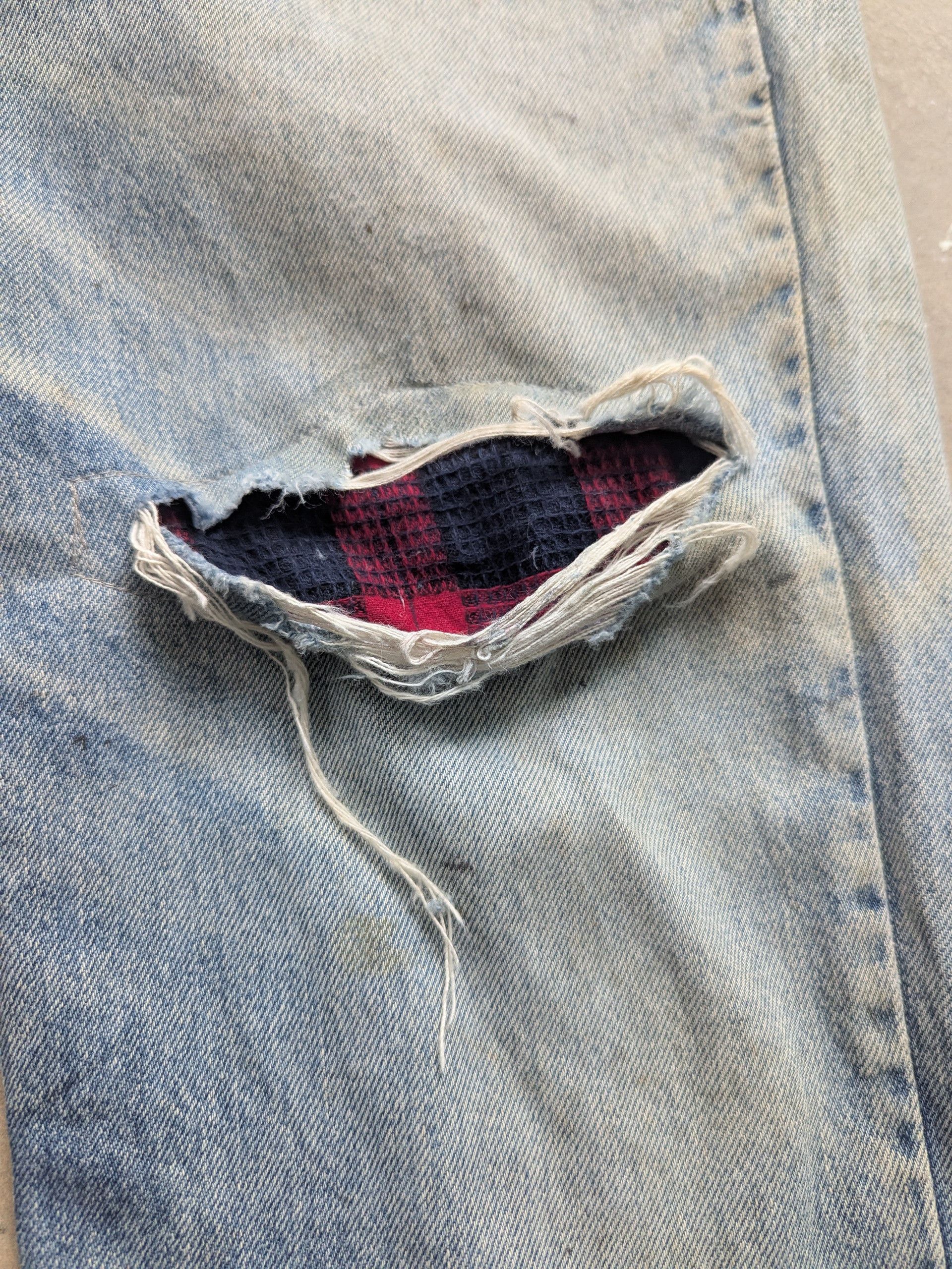 Levi's × Vintage Vintage Levis Denim Distressed Custom Patchwork Punk Style Size US 32 / EU 48 - 4 Thumbnail