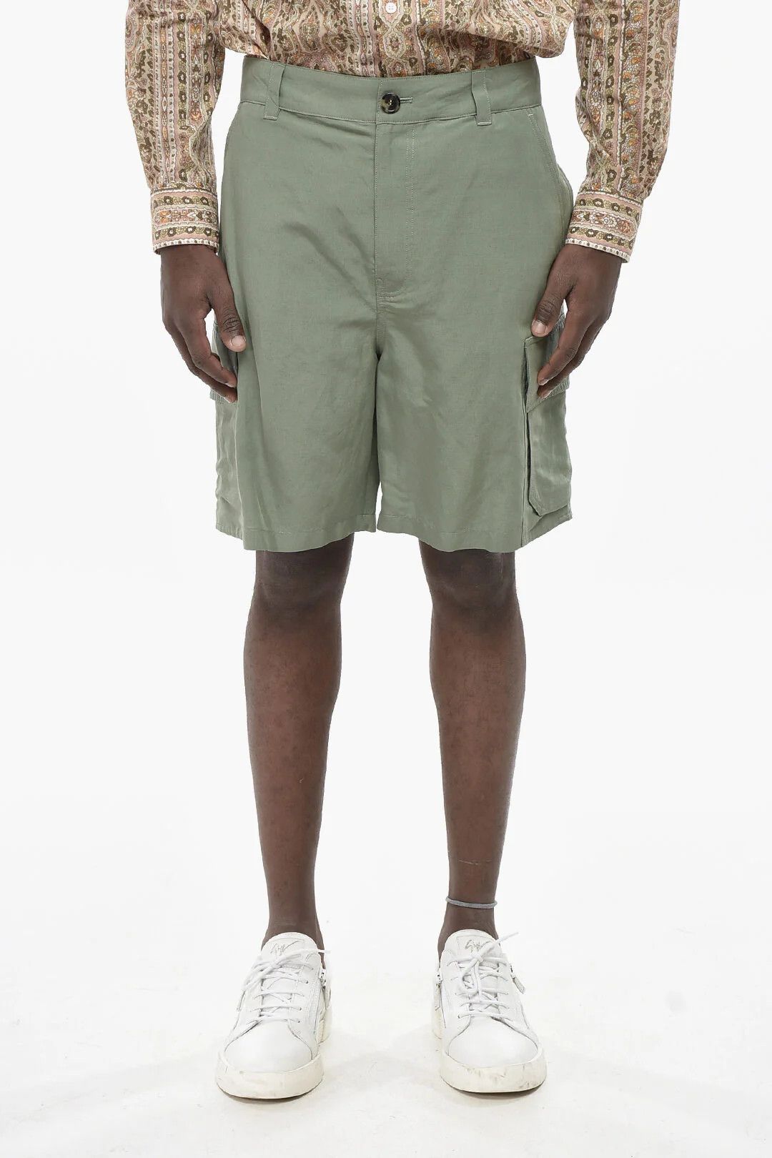Loewe og1mm0426 High-Waist Cargo Bermuda Short in Green Size US 32 / EU 48 - 1 Thumbnail