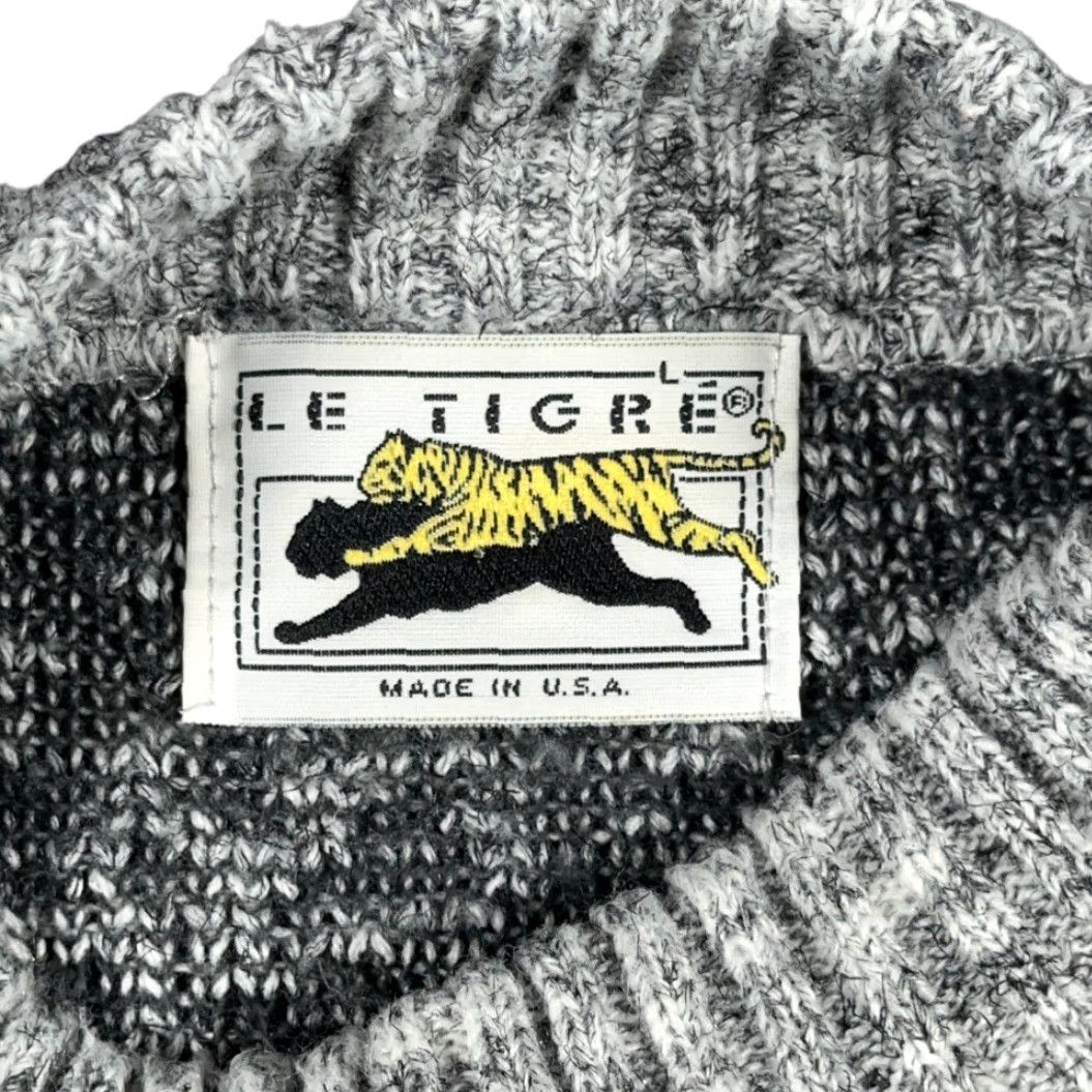 Vintage VINTAGE Le Tigre Sweater Adult LARGE Gray Knit Mock Neck USA Made 80s Size US L / EU 52-54 / 3 - 4 Thumbnail