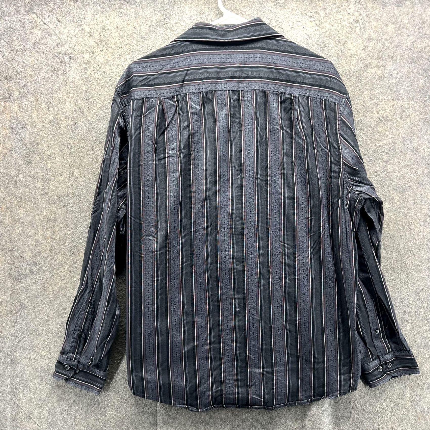 Tasso Elba Tasso Elba Shirt Mens Large Black Gray Striped Long Sleeve Button Front Size US L / EU 52-54 / 3 - 2 Thumbnail