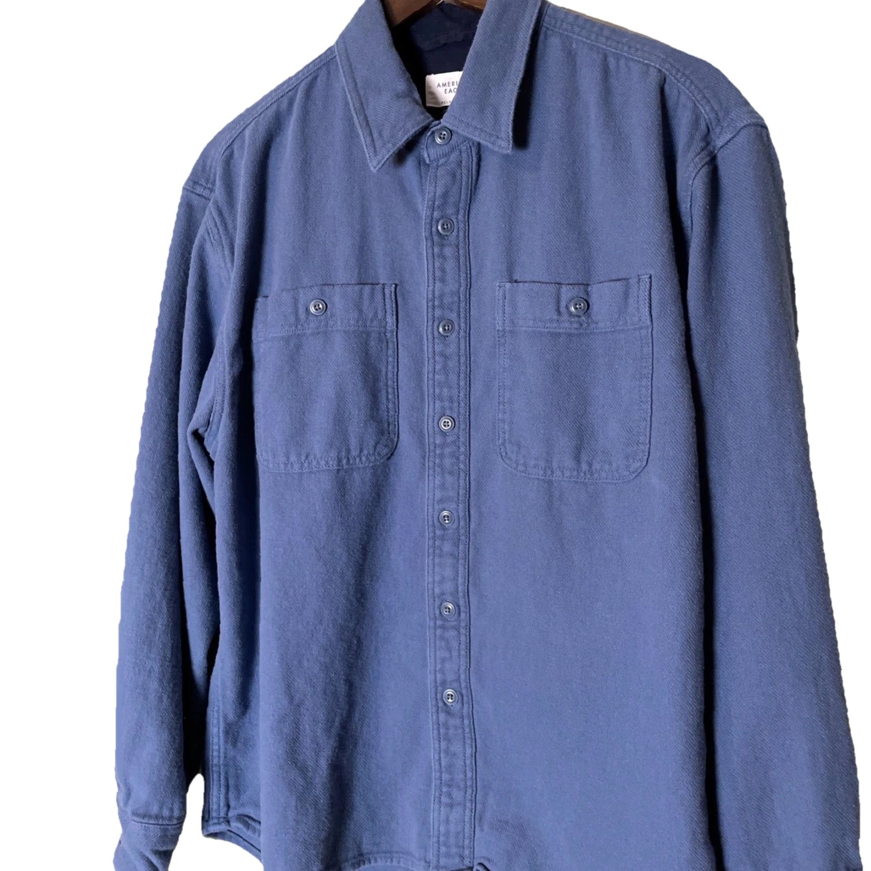 American Eagle Outfitters American Eagle Outfitters Shirt Mens M Blue Relaxed Chamois Flannel Button Cabincore Outdoor Work Garpcore Mock? Size US M / EU 48-50 / 2 - 3 Thumbnail