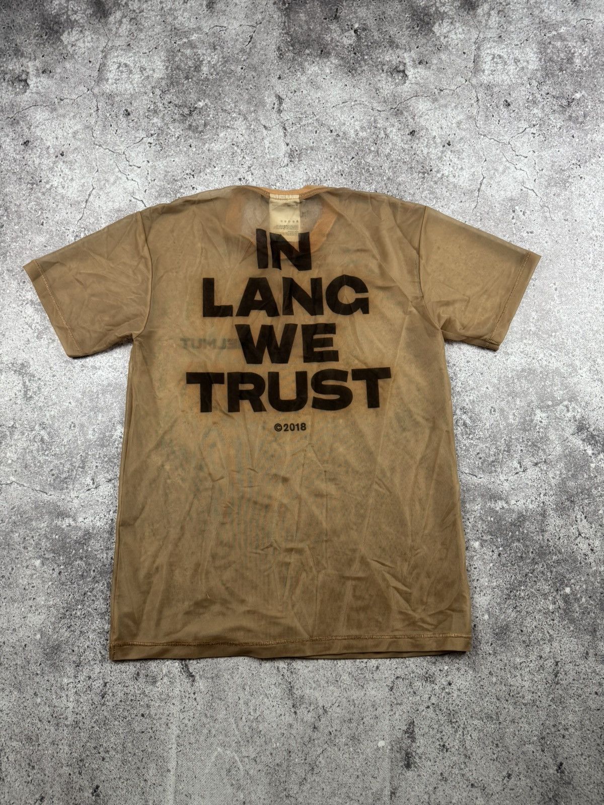 Helmut Lang Helmut Lang Logo Graphic Sheer T-shirt in Beige Polyamide Size US S / EU 44-46 / 1 - 1 Thumbnail