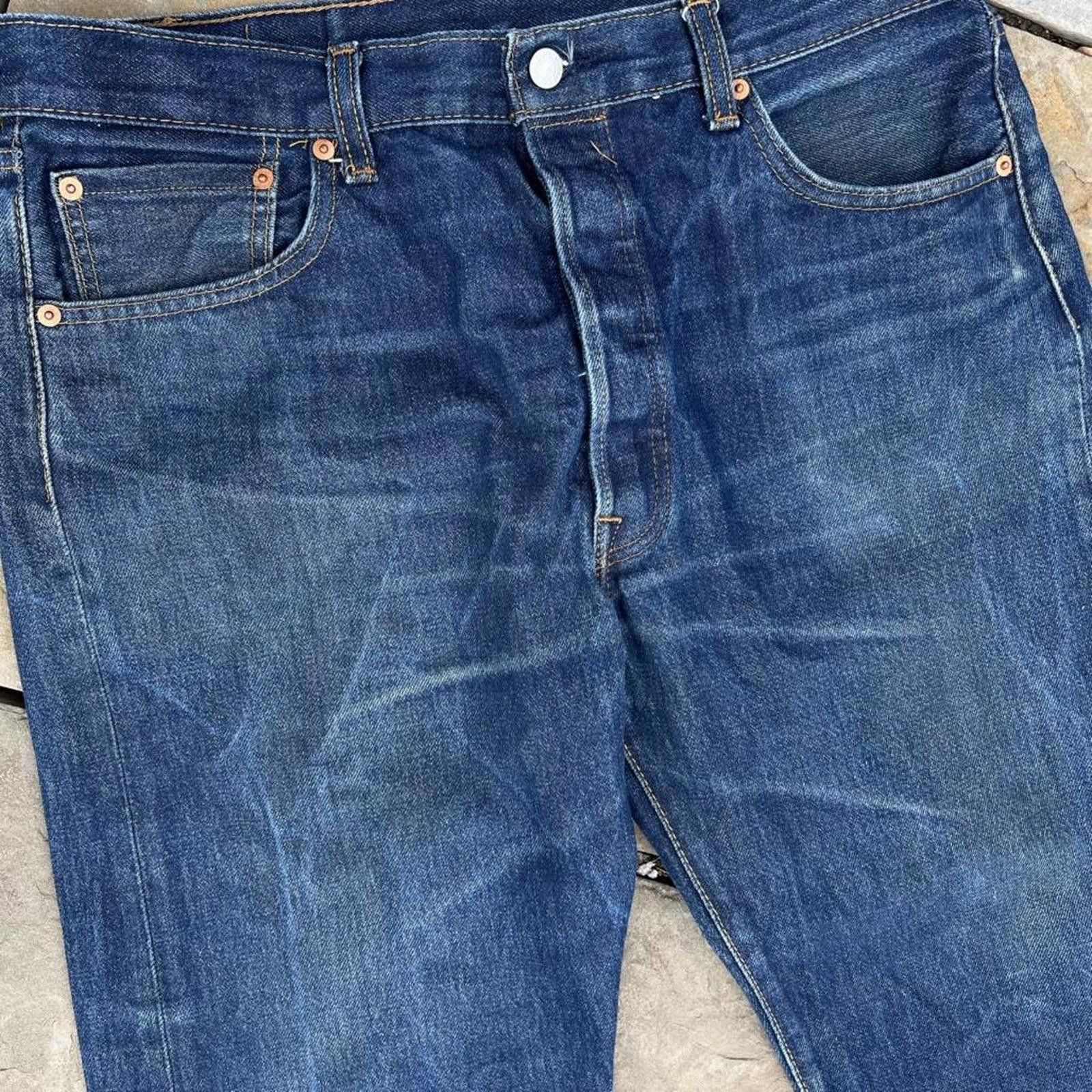 Levi's Naturally Distressed Dark Indigo Wash Levi’s Denim 501 Jeans Size US 36 / EU 52 - 2 Thumbnail