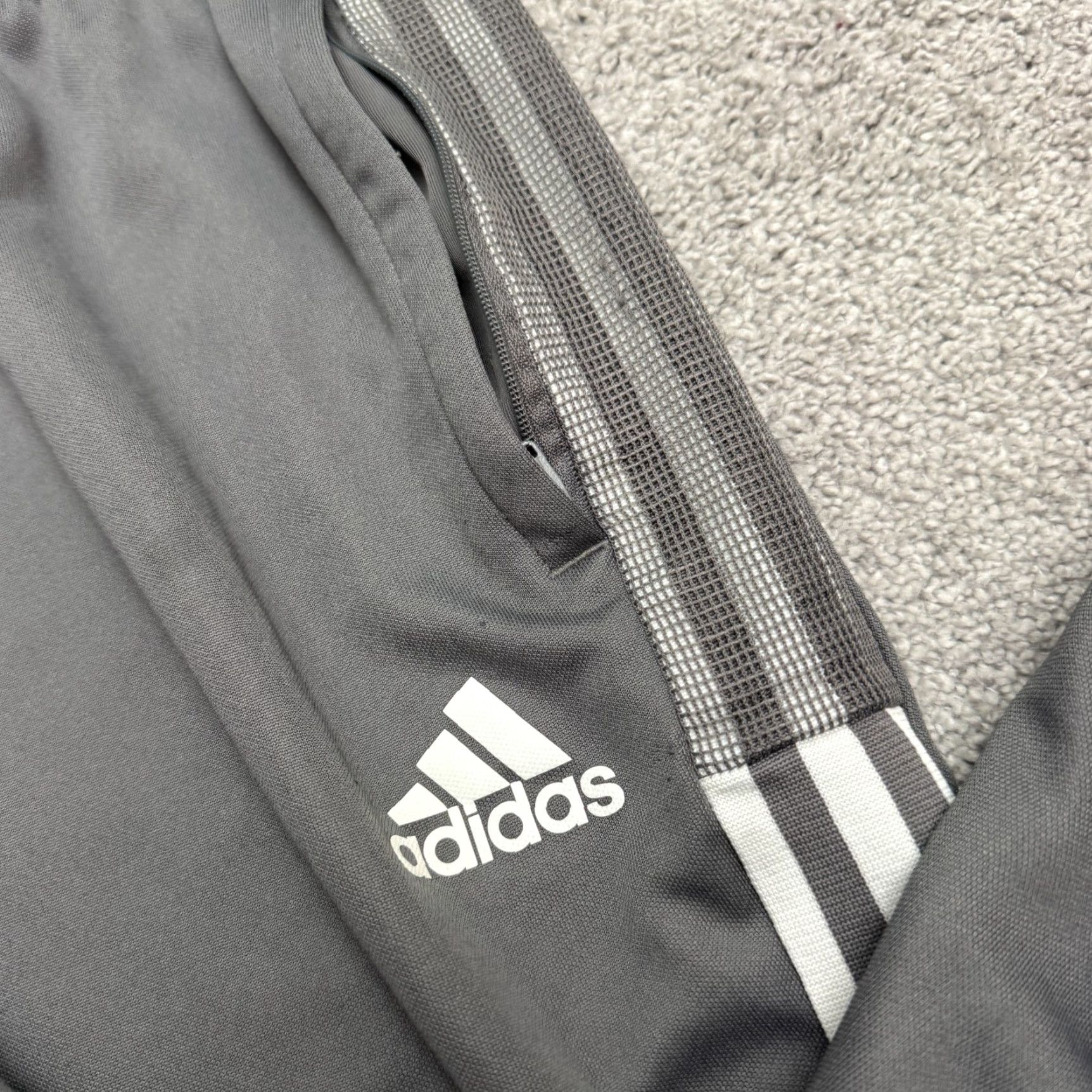 Adidas Adidas Aeroready Primegreen Track Pants Mens 2XL Gray White 3-Striped Activewear Size US 39 - 7 Thumbnail