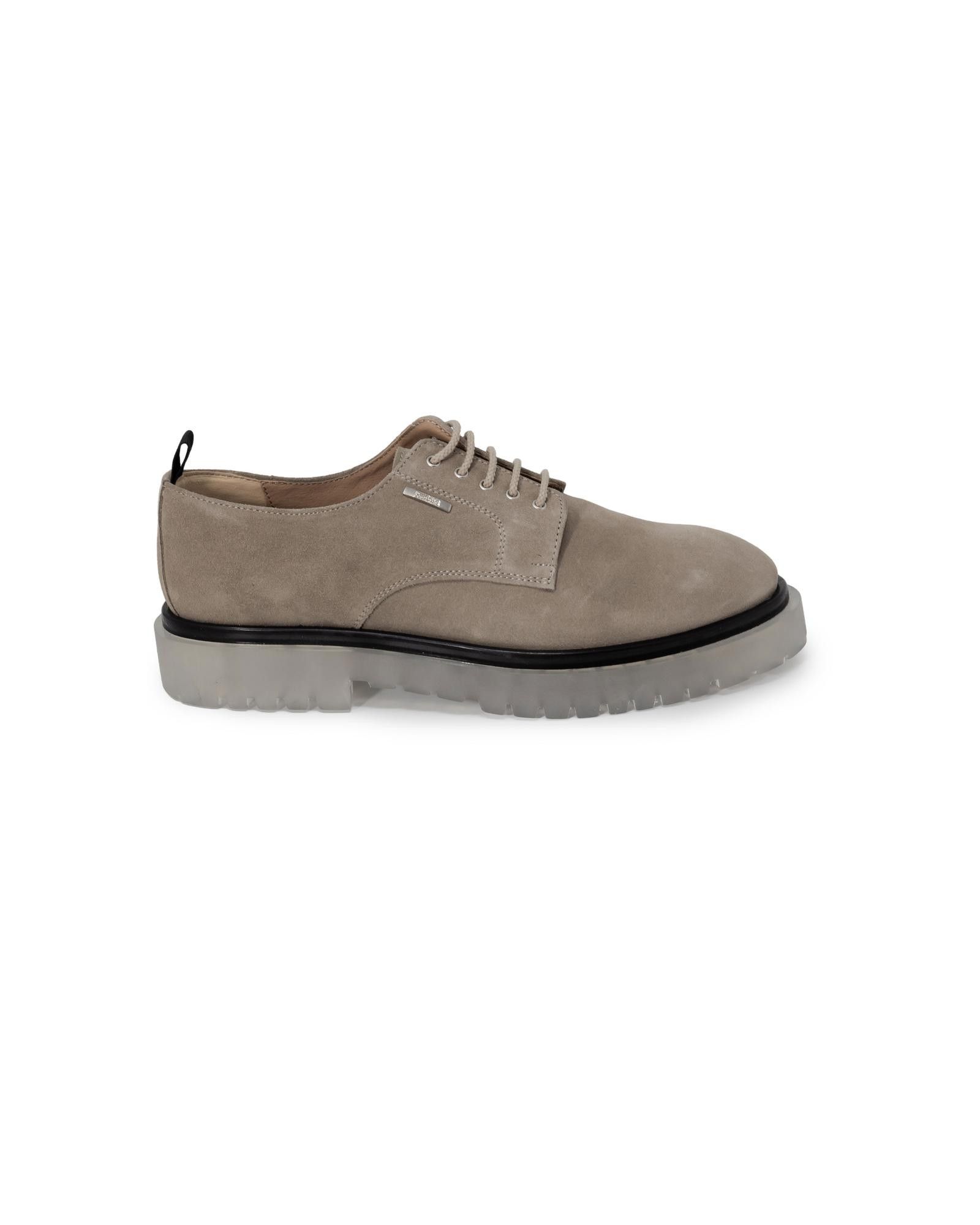 image of Antony Morato Leather Lace-Up Shoes With Rubber Sole in Beige, Men's (Size 8)
