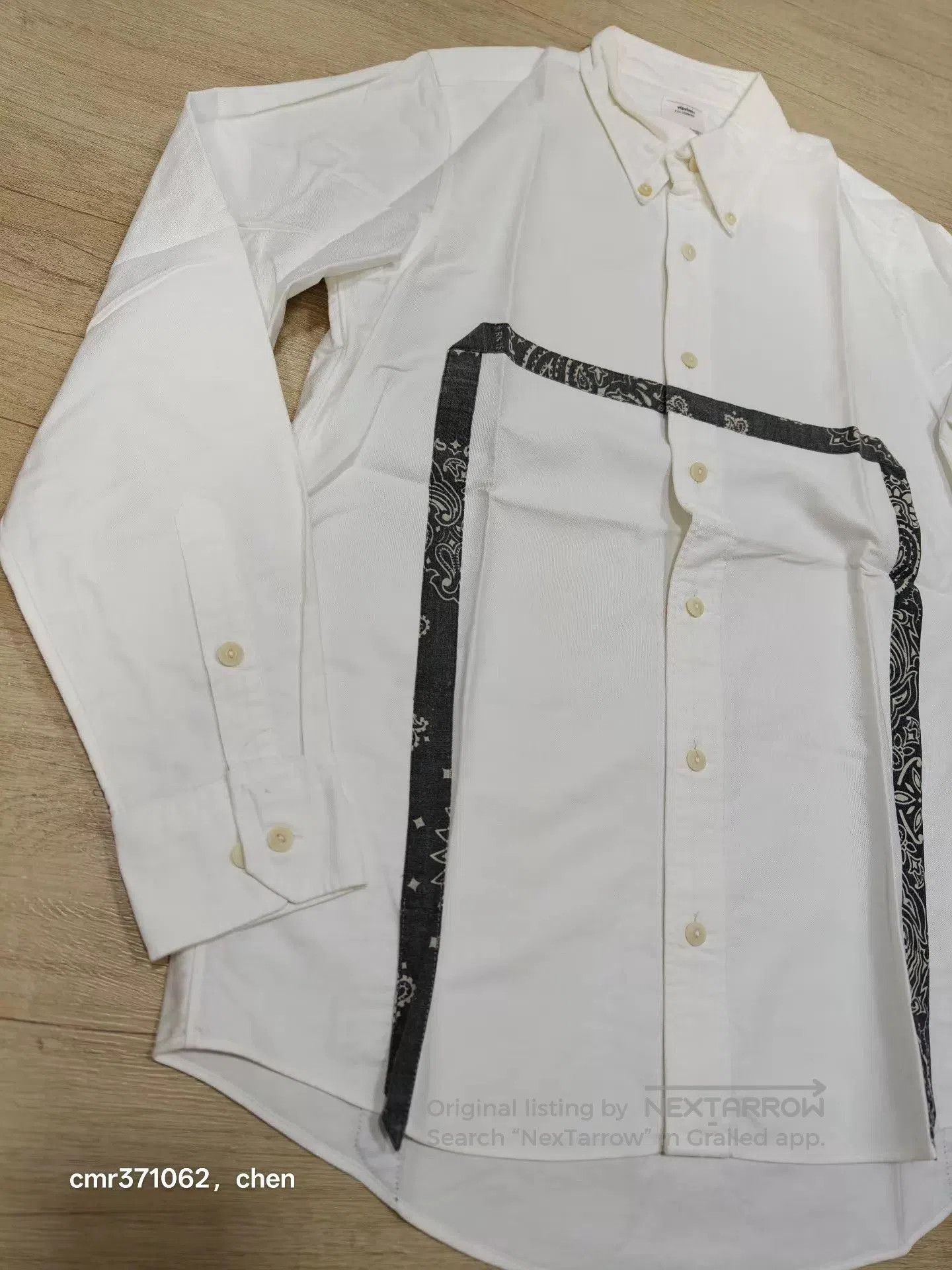 Visvim White Long Sleeve Button-Up Shirt with Bandana Detail. Size US S / EU 44-46 / 1 - 3 Thumbnail