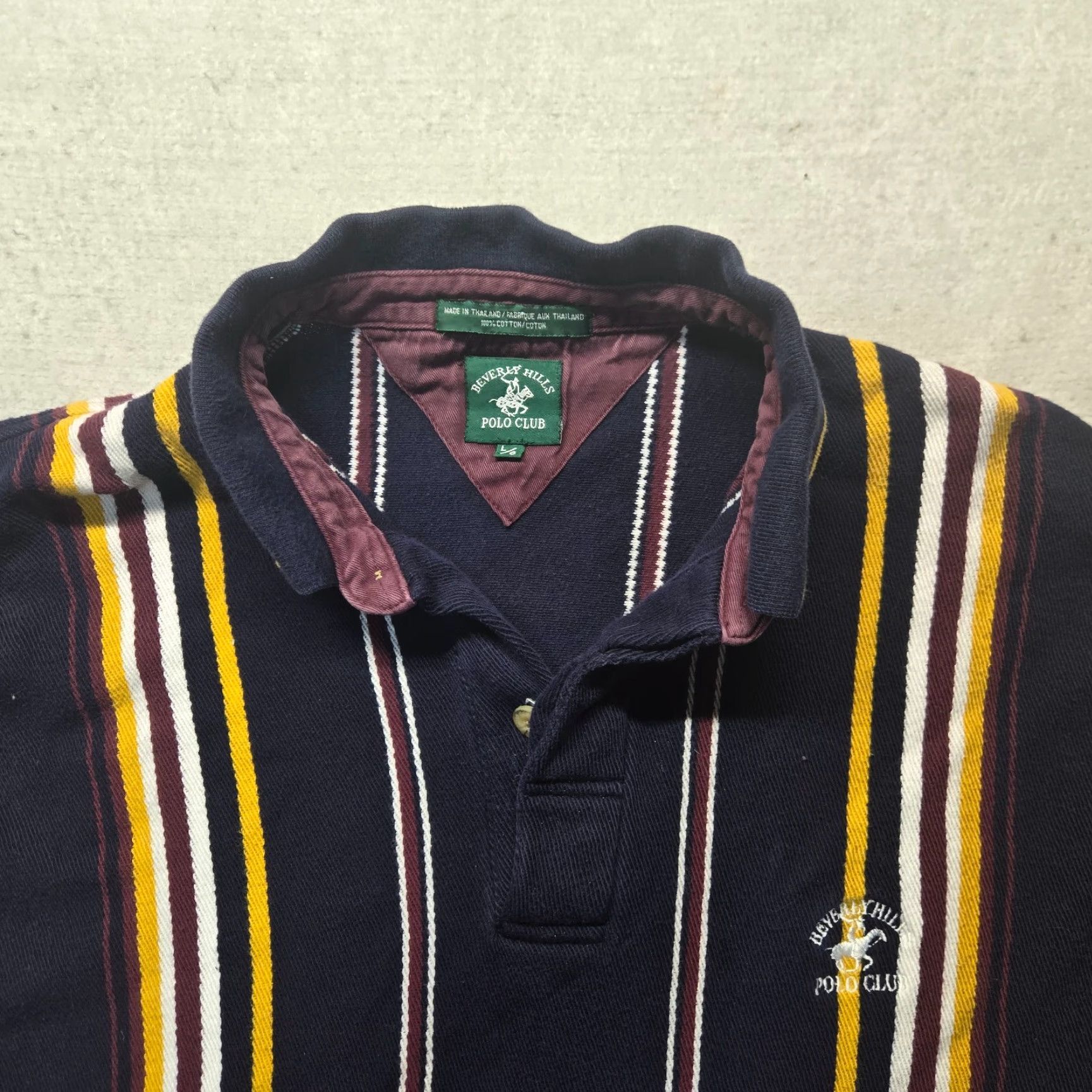 Beverly Hills Polo Club Beverly Hills Polo Club Shirt Polo Adult Men L Striped Multicolor 100% Cotton Golf Heavy Long Sleeve Size US L / EU 52-54 / 3 - 2 Thumbnail