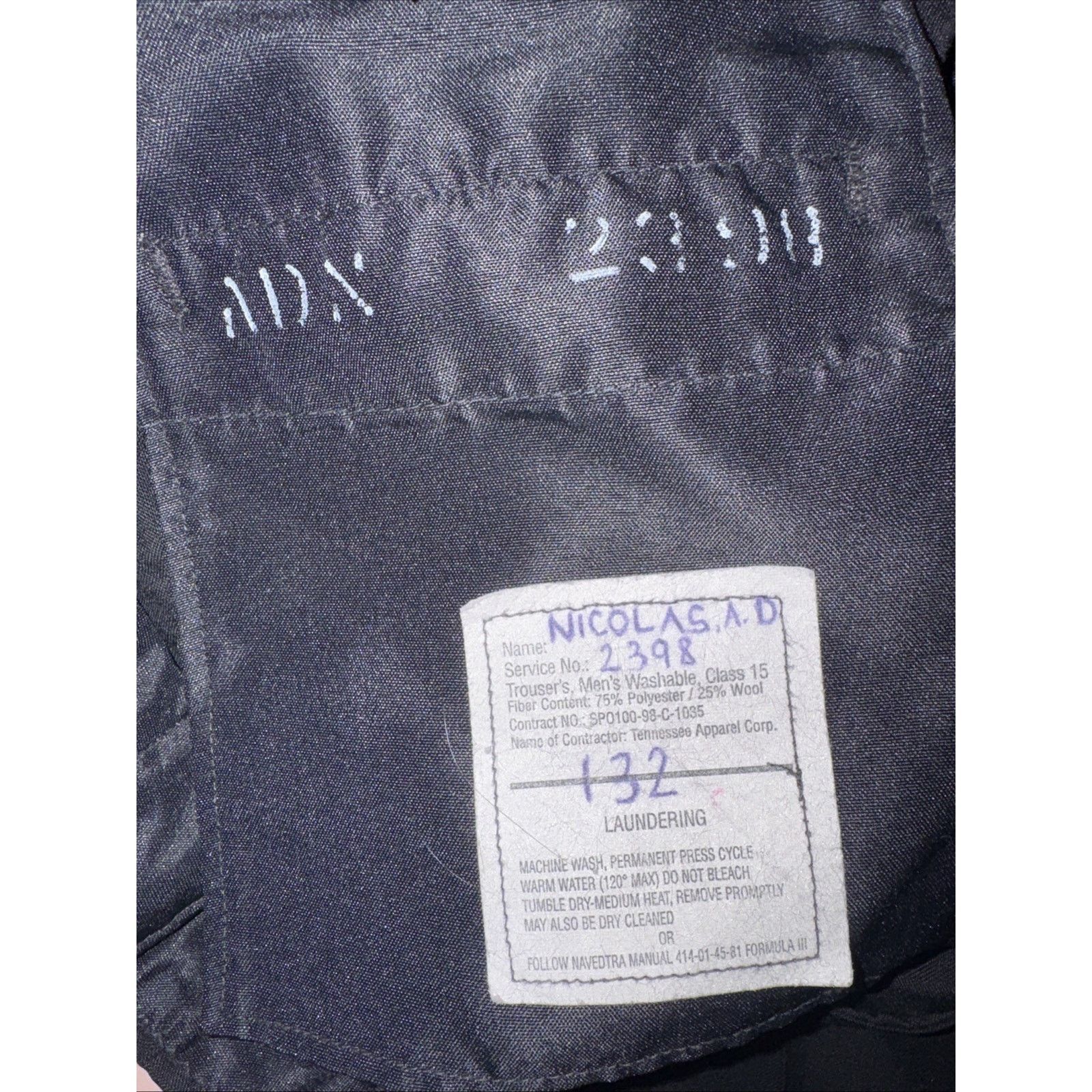 Vintage Military Class 15 Trousers Black Tennessee Apparel Corp Size US 32 / EU 48 - 7 Thumbnail